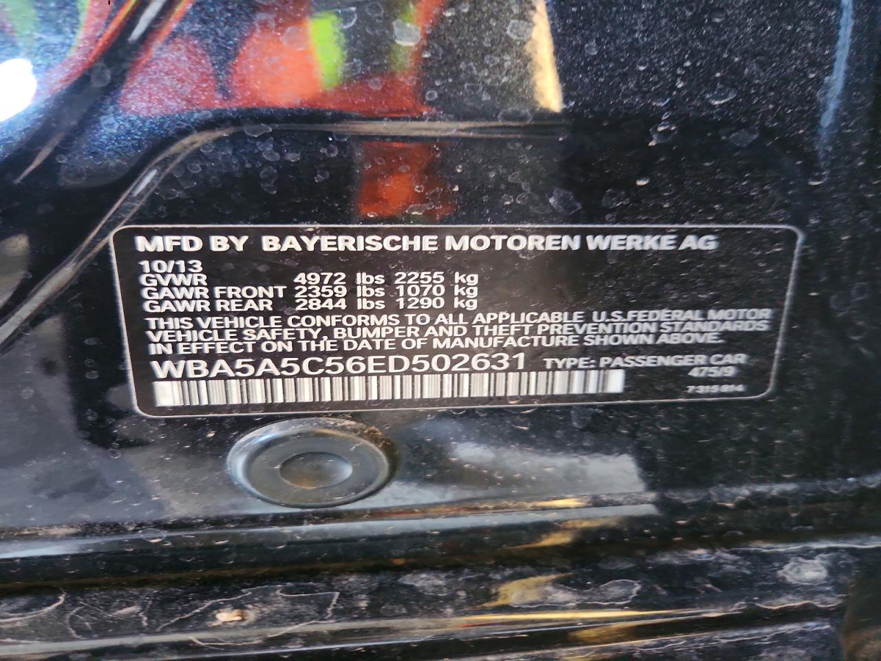 2014 Bmw 528 I Black vin: WBA5A5C56ED502631