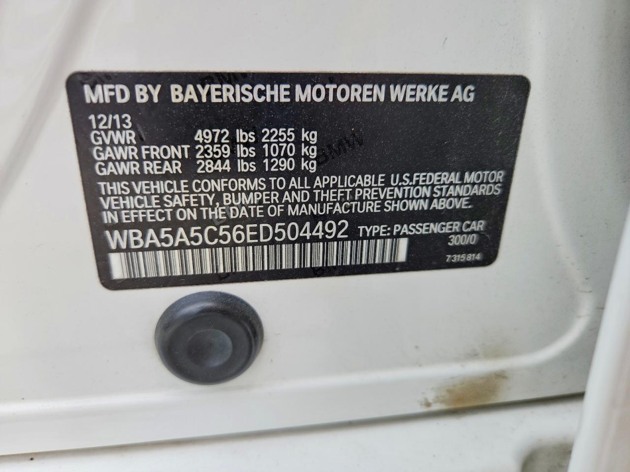 2014 Bmw 528 I White vin: WBA5A5C56ED504492
