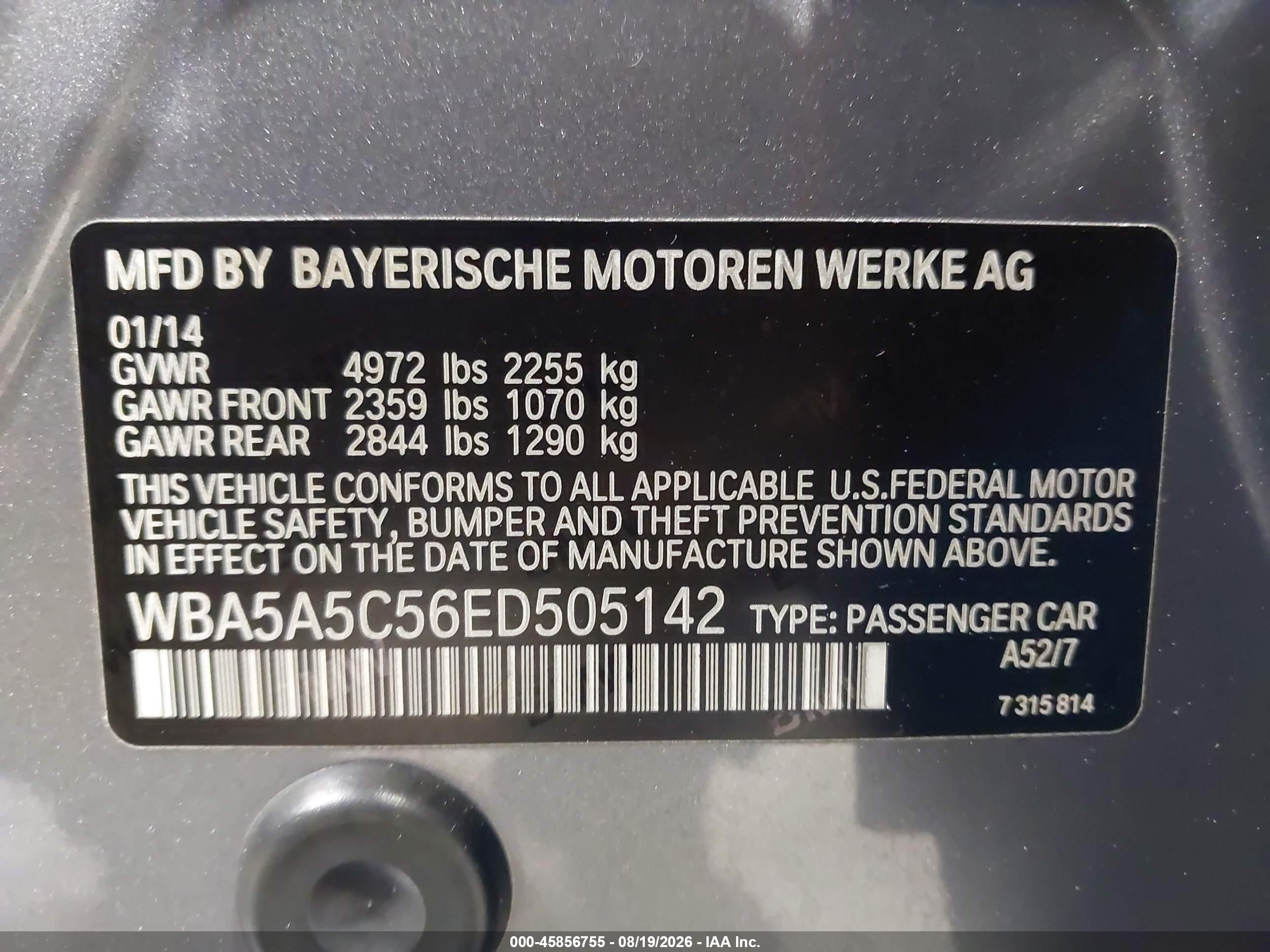 2014 Bmw 528 I Gray vin: WBA5A5C56ED505142