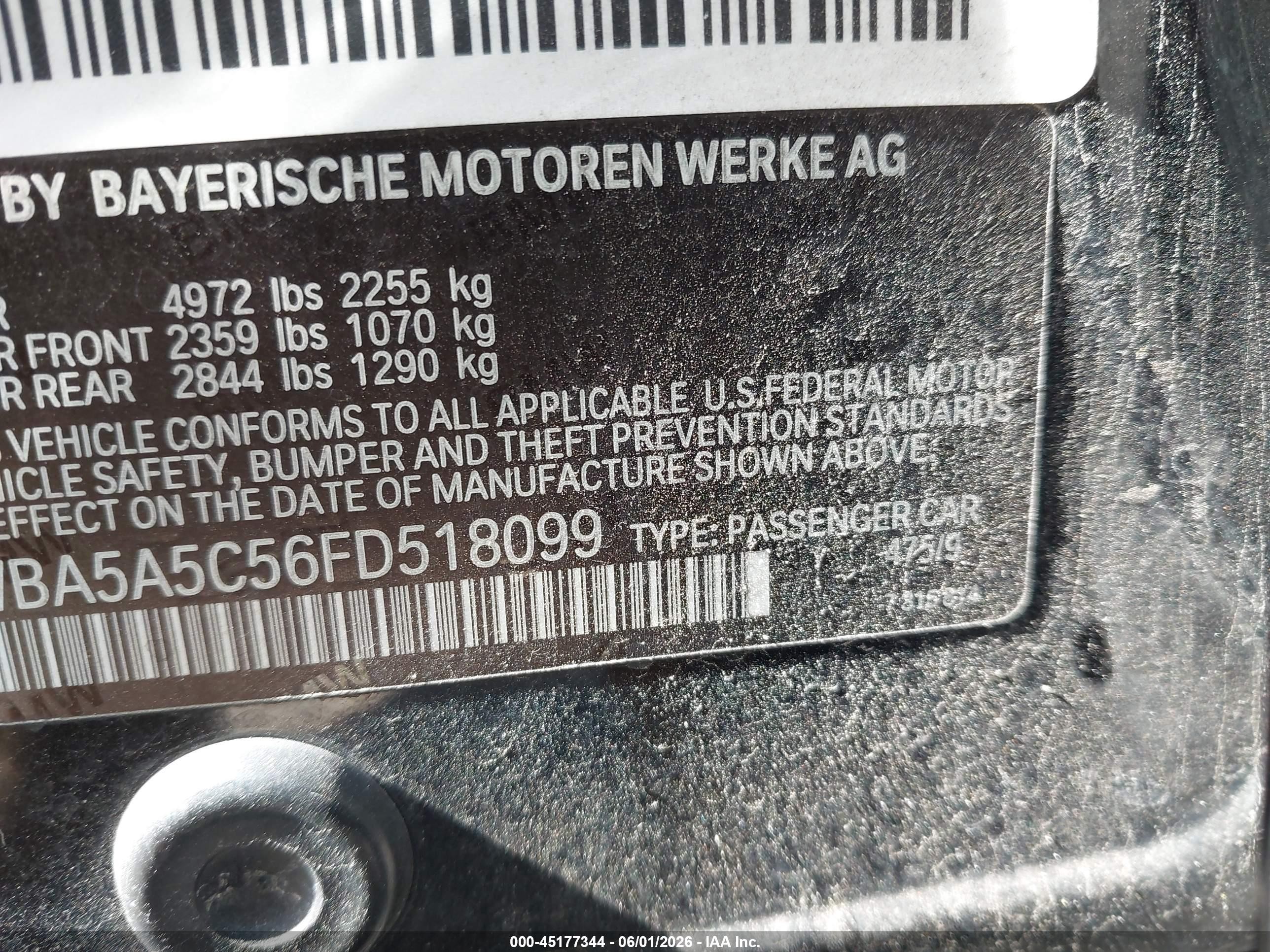 2015 Bmw 528i Black vin: WBA5A5C56FD518099