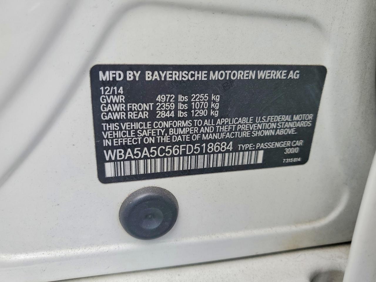 2015 Bmw 528 I White vin: WBA5A5C56FD518684