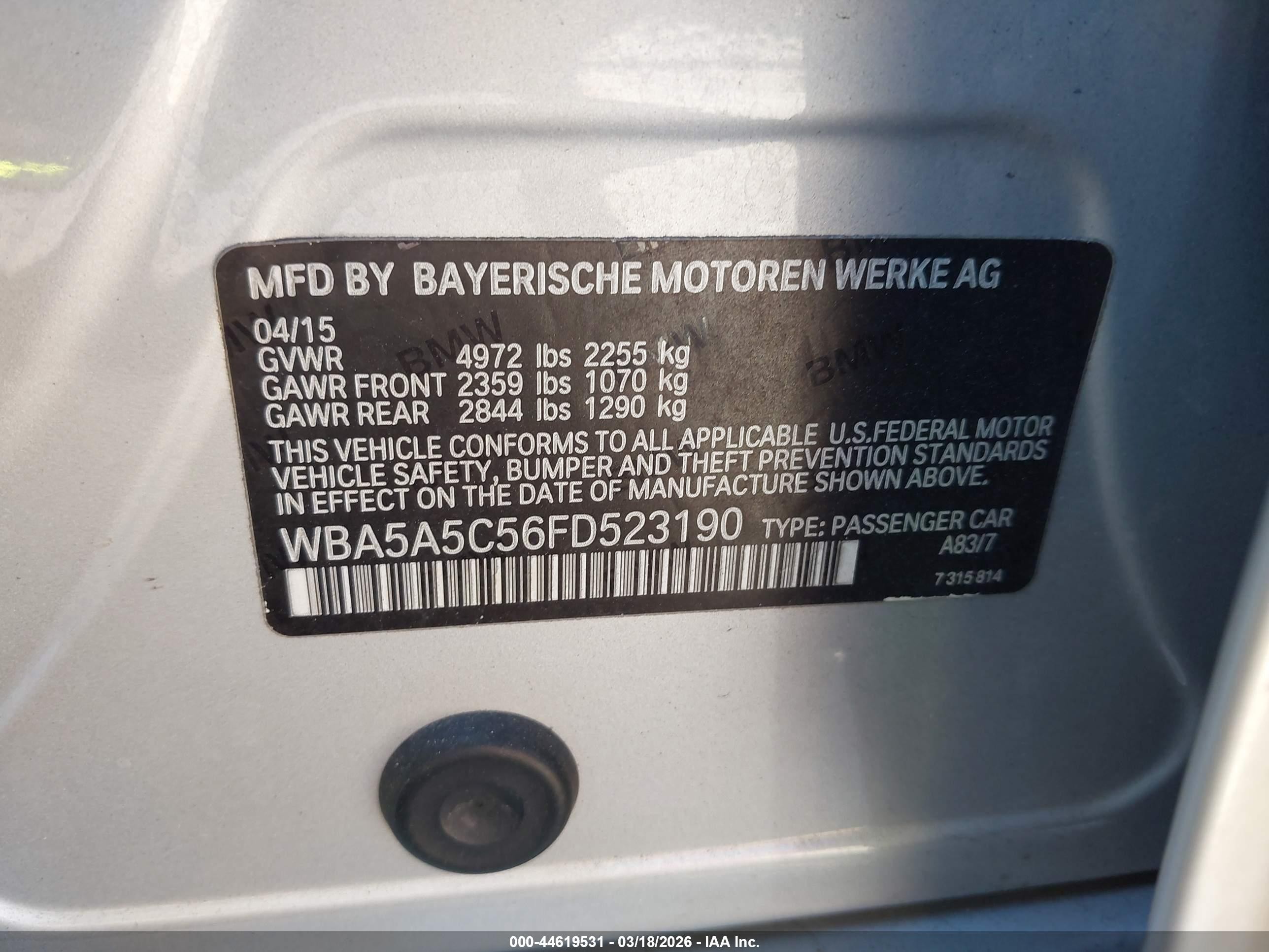 2015 Bmw 528i   Silver vin: WBA5A5C56FD523190