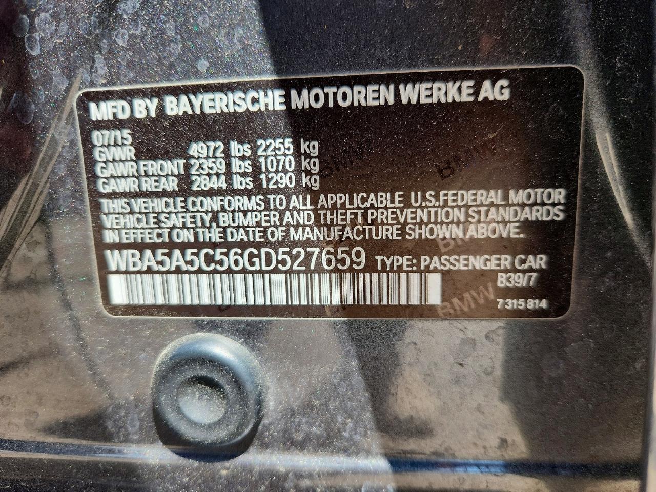 2016 Bmw 528 I Gray vin: WBA5A5C56GD527659