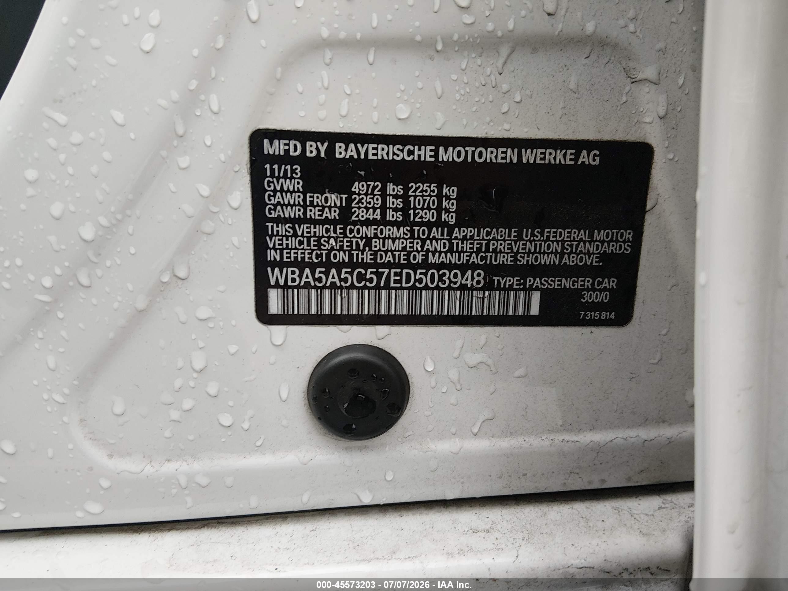 2014 Bmw 528i   White vin: WBA5A5C57ED503948