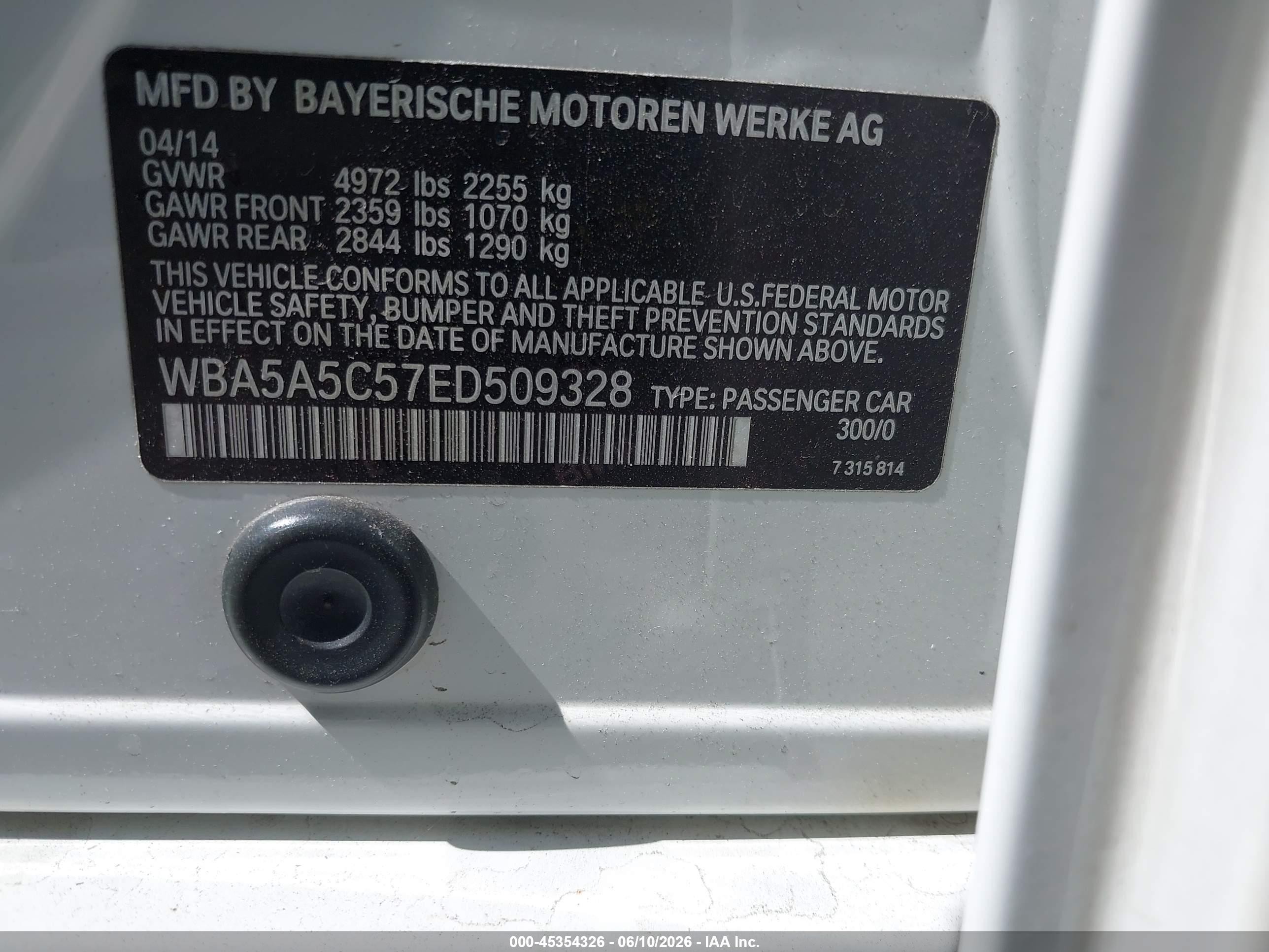 2014 Bmw 528i   White vin: WBA5A5C57ED509328