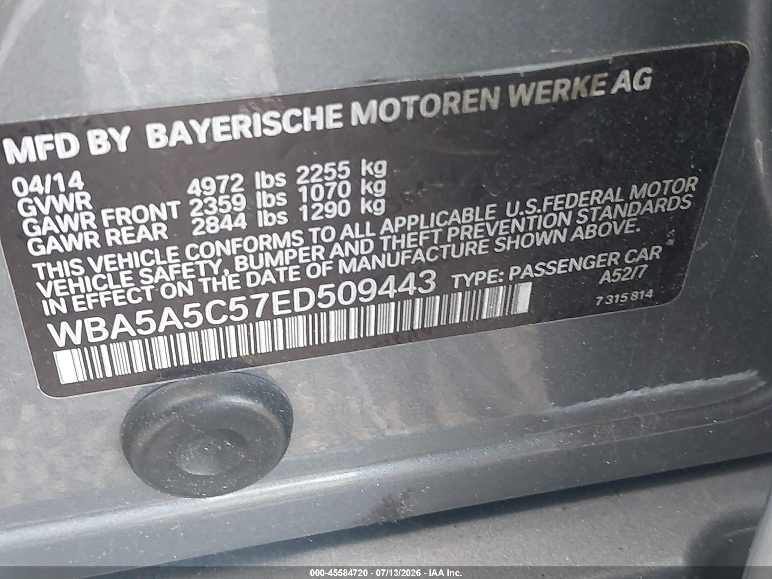 2014 Bmw 528i   Gray vin: WBA5A5C57ED509443
