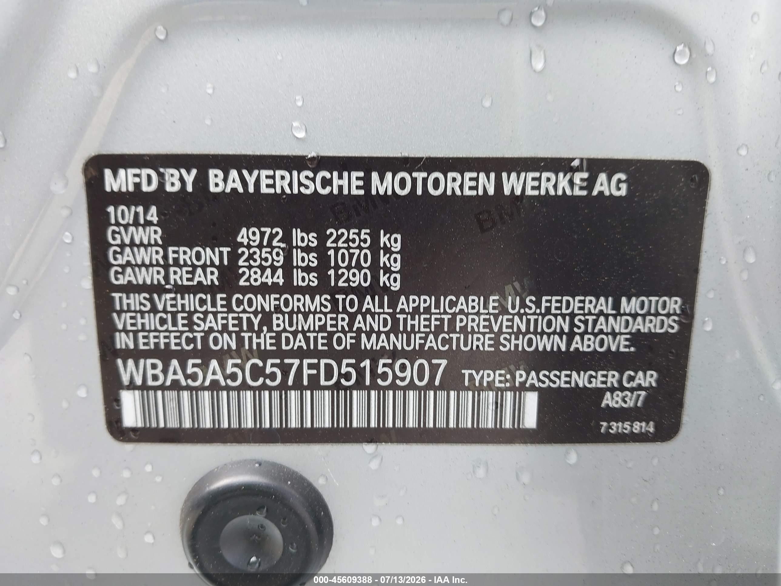2015 Bmw 528i   Silver vin: WBA5A5C57FD515907