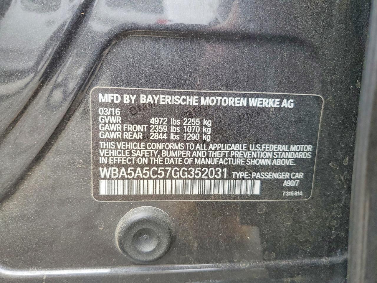 2016 Bmw 528 I Gray vin: WBA5A5C57GG352031