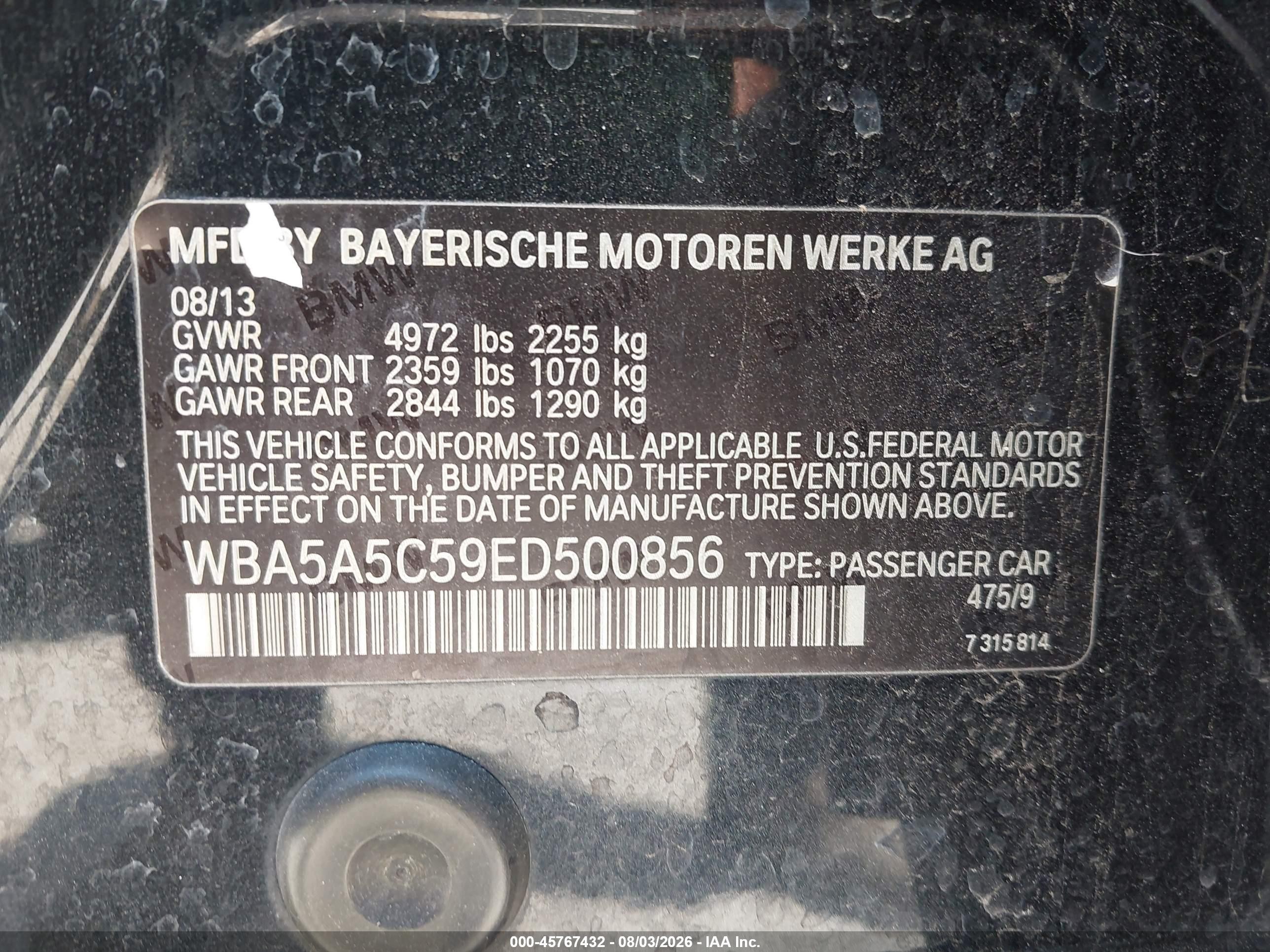 2014 Bmw 528i   Черный vin: WBA5A5C59ED500856