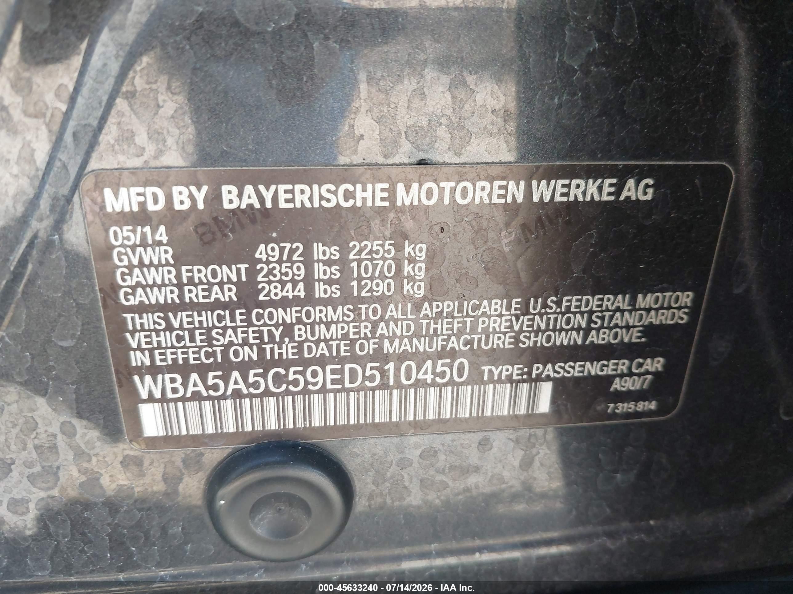2014 Bmw 528i   Черный vin: WBA5A5C59ED510450