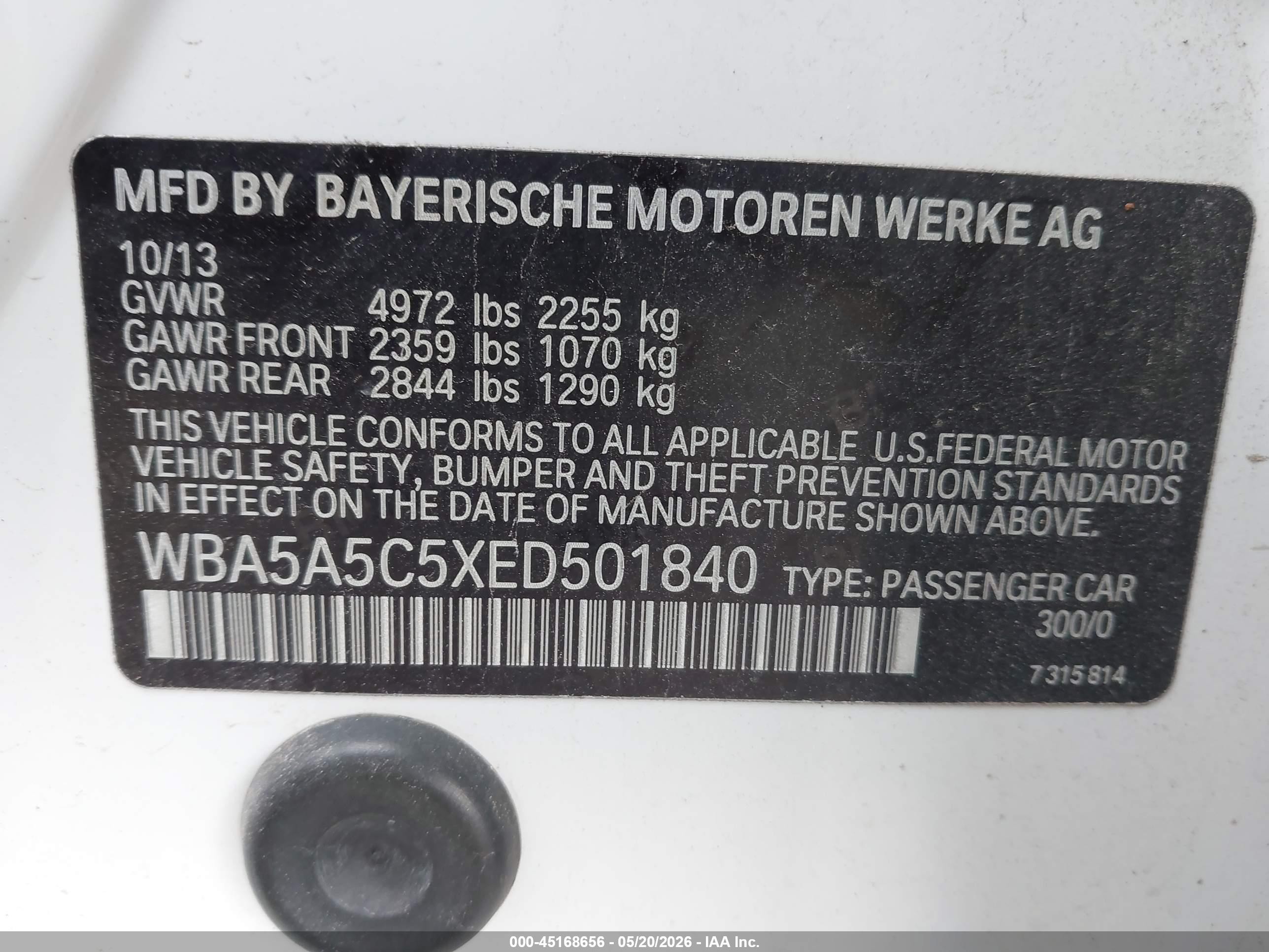 2014 Bmw 528i   Белый vin: WBA5A5C5XED501840