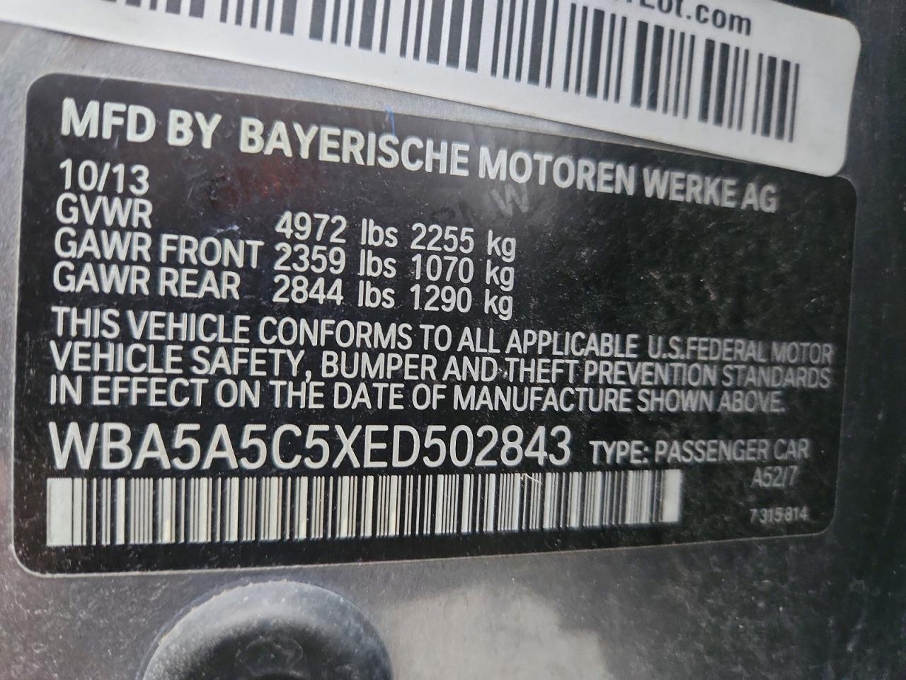2014 Bmw 528 I Gray vin: WBA5A5C5XED502843