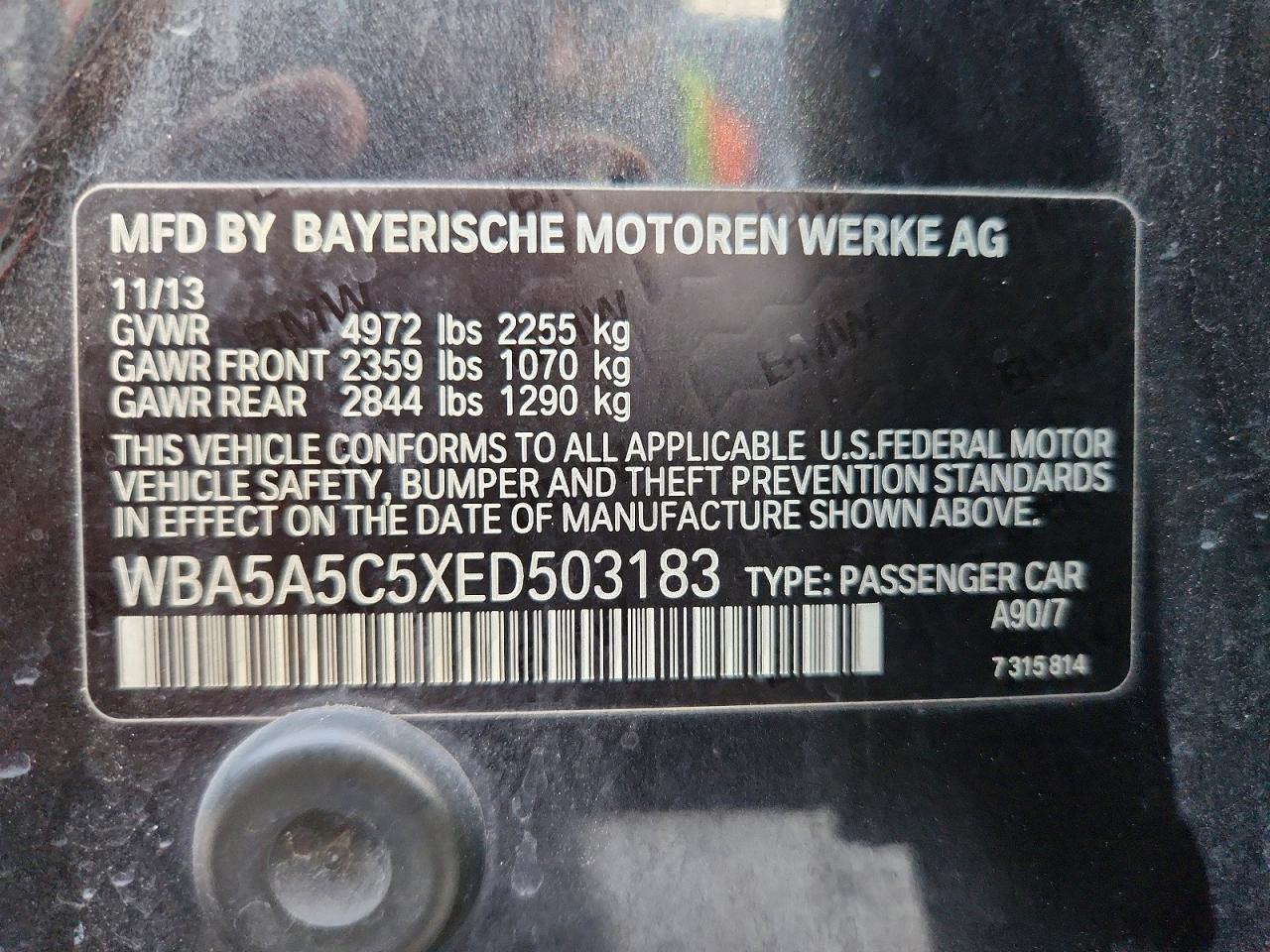 2014 Bmw 528 I Black vin: WBA5A5C5XED503183