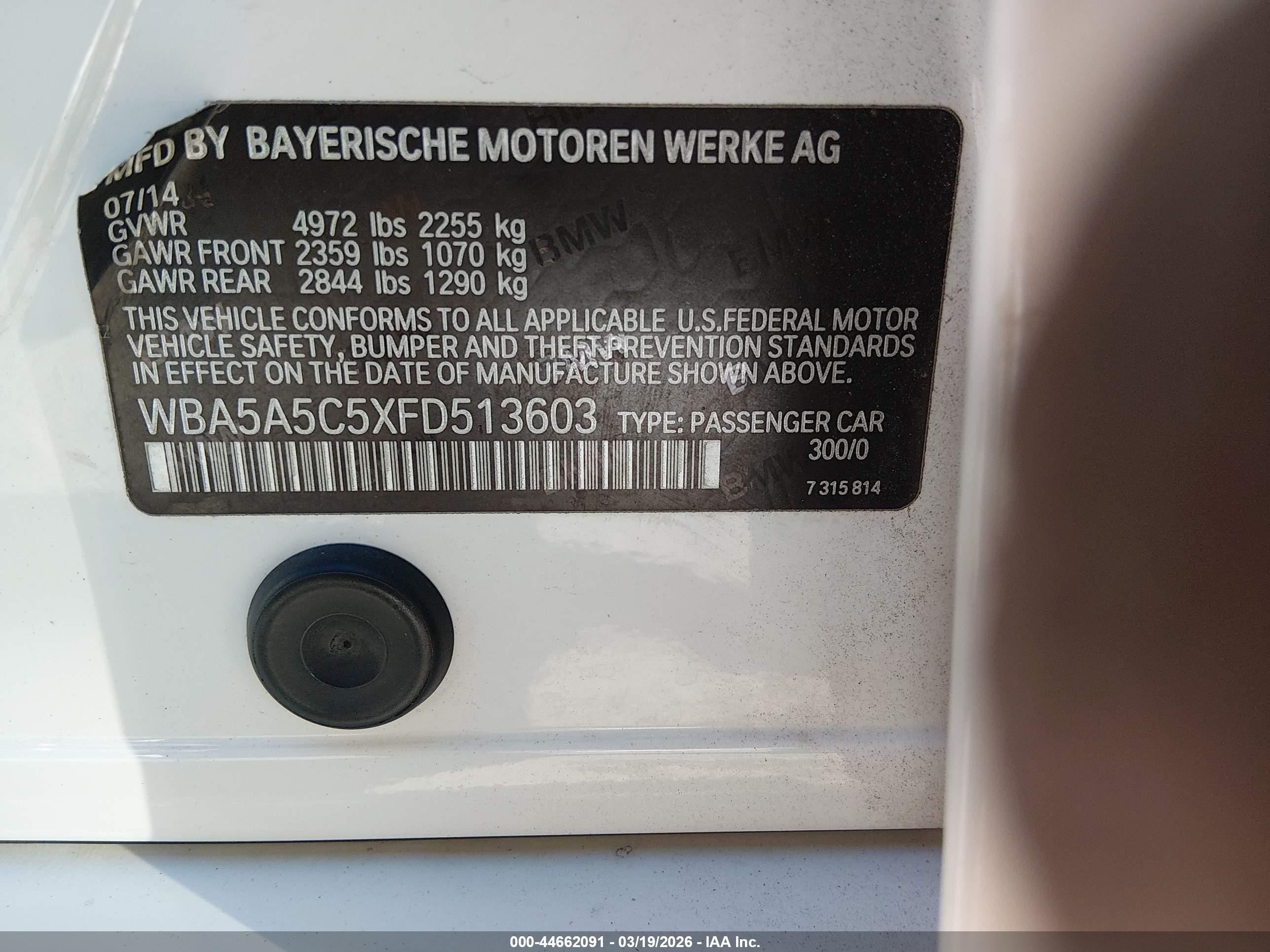 2015 Bmw 528i   White vin: WBA5A5C5XFD513603