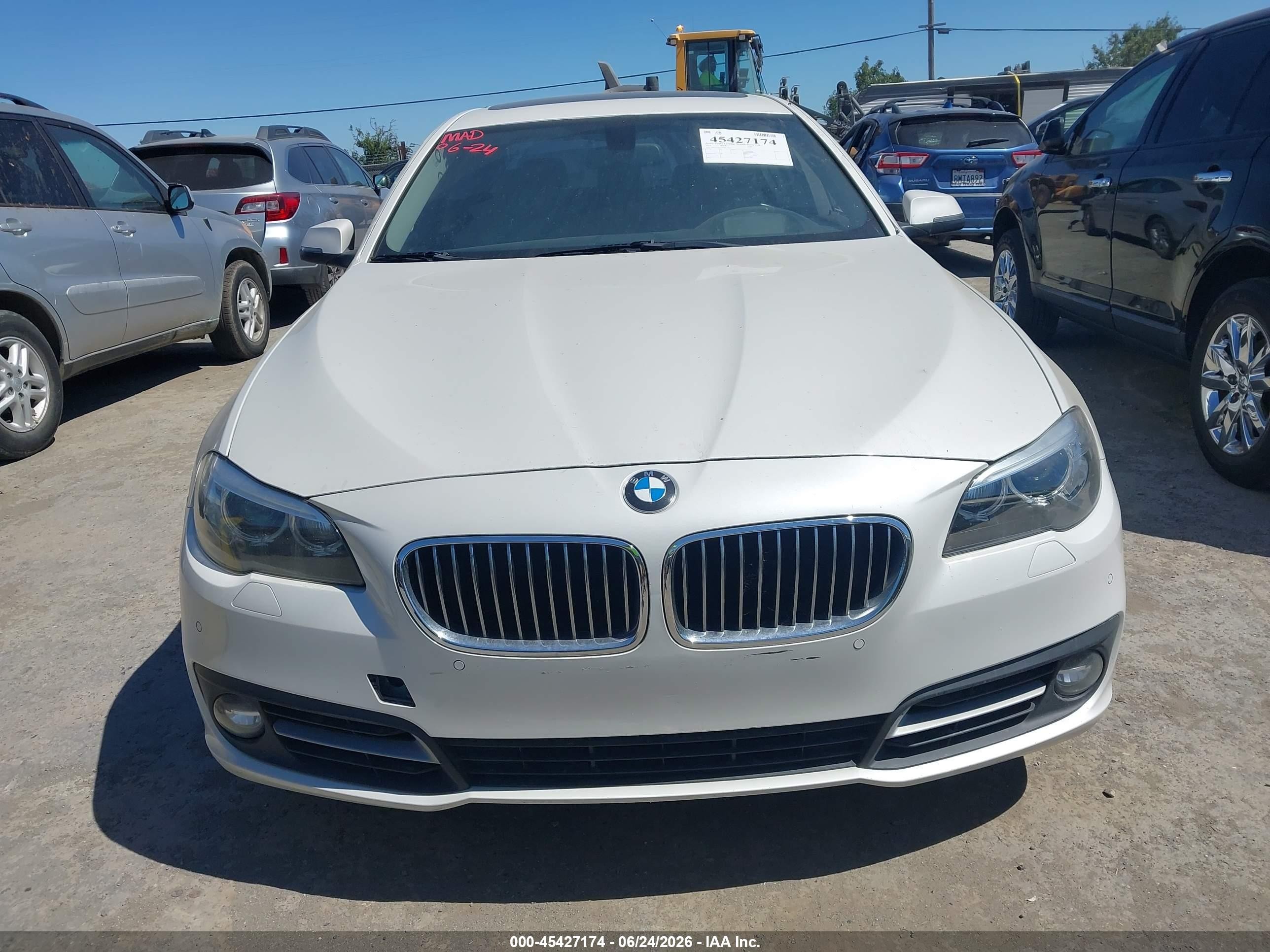 2015 Bmw 528i   White vin: WBA5A5C5XFD516419