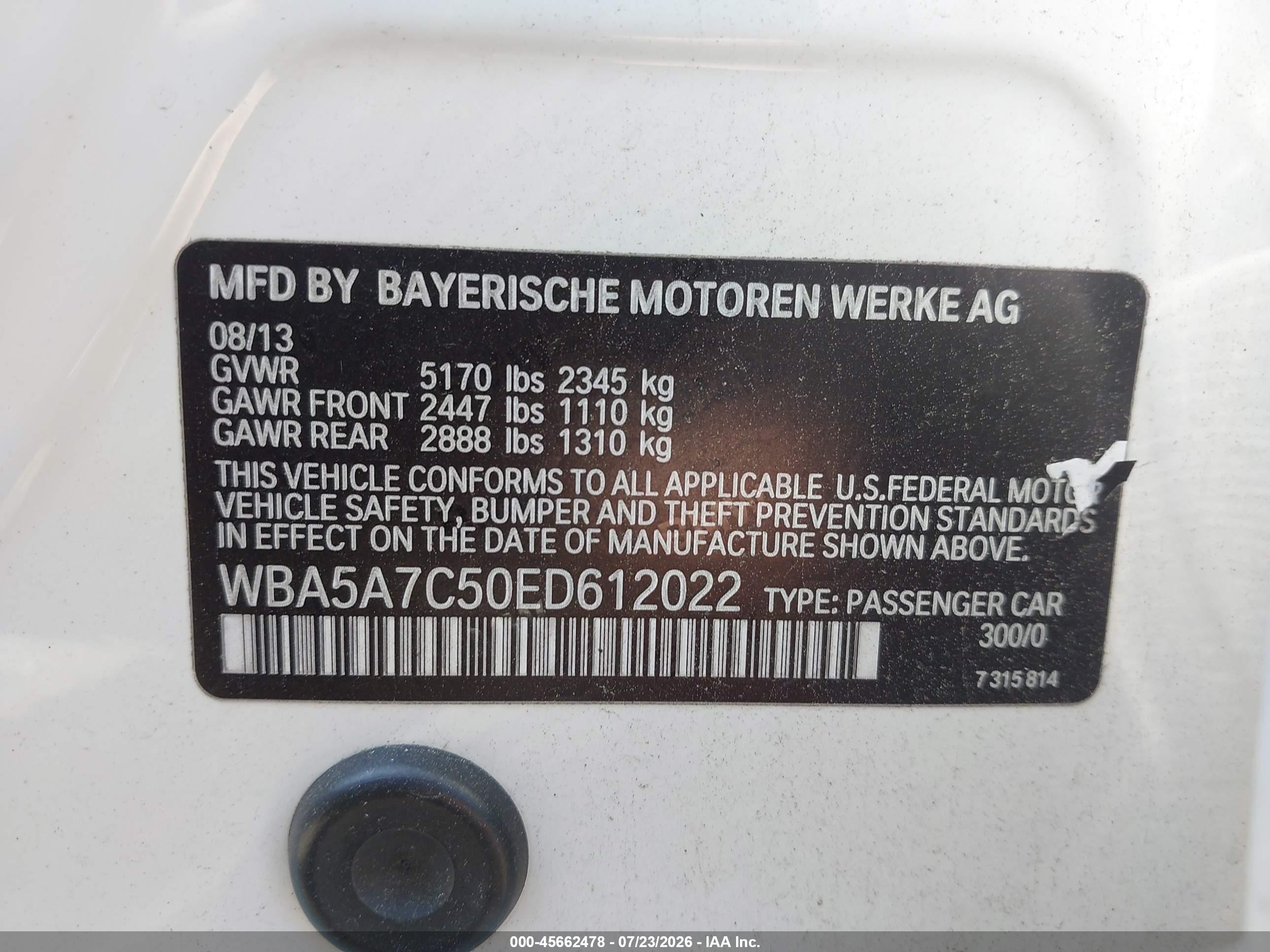 2014 Bmw 528i Xdrive Белый vin: WBA5A7C50ED612022