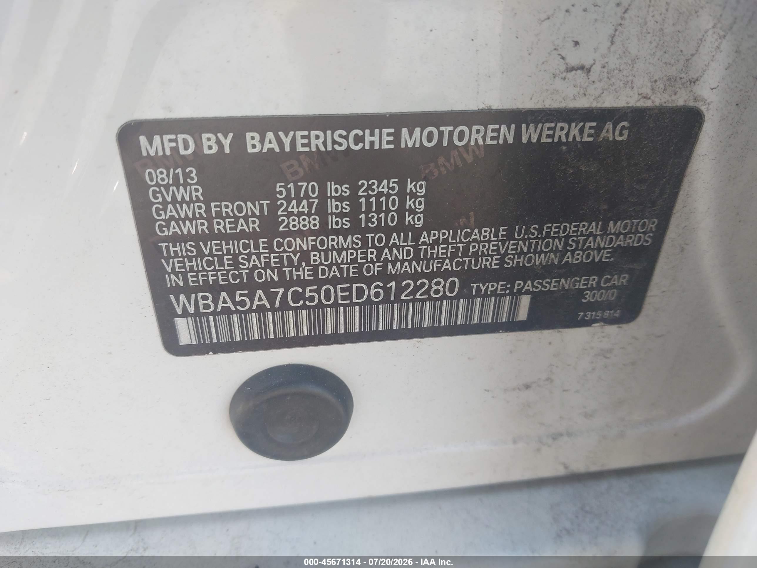 2014 Bmw 528i Xdrive White vin: WBA5A7C50ED612280