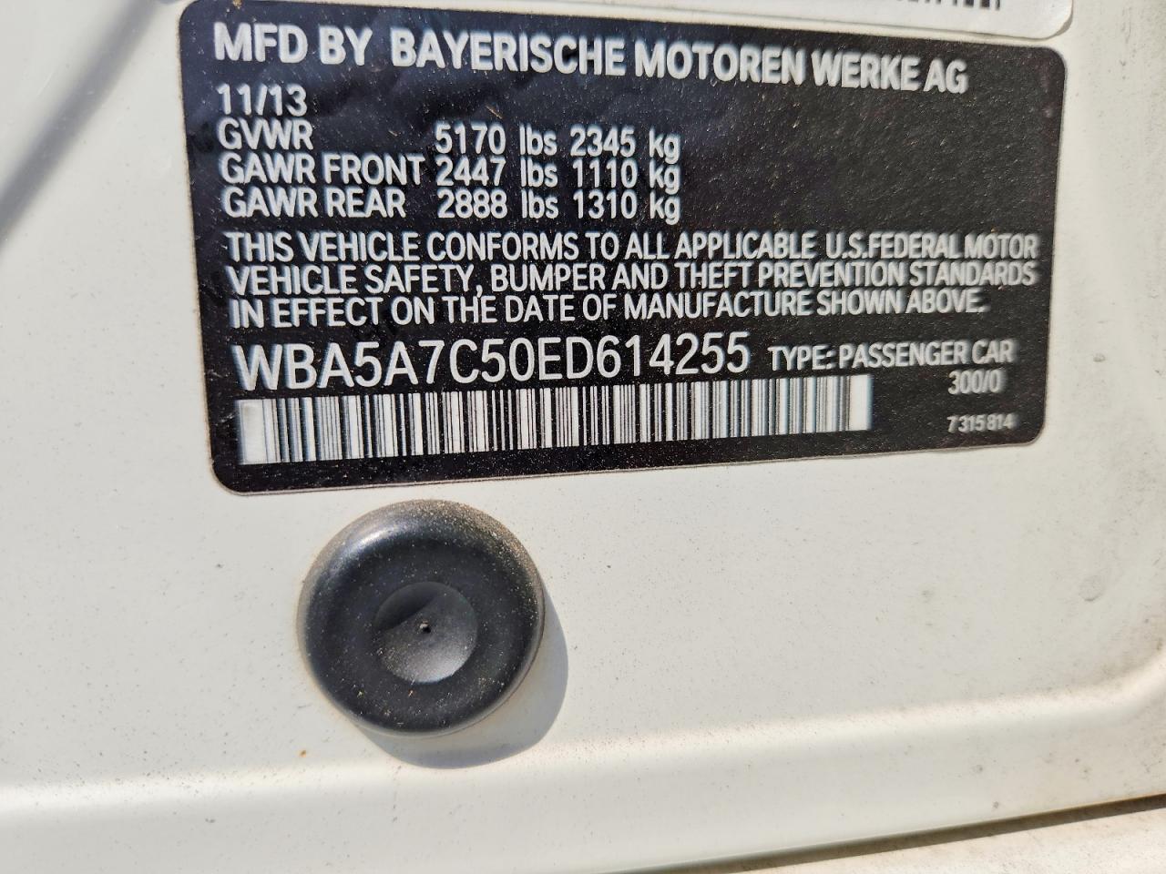 2014 Bmw 528 Xi White vin: WBA5A7C50ED614255