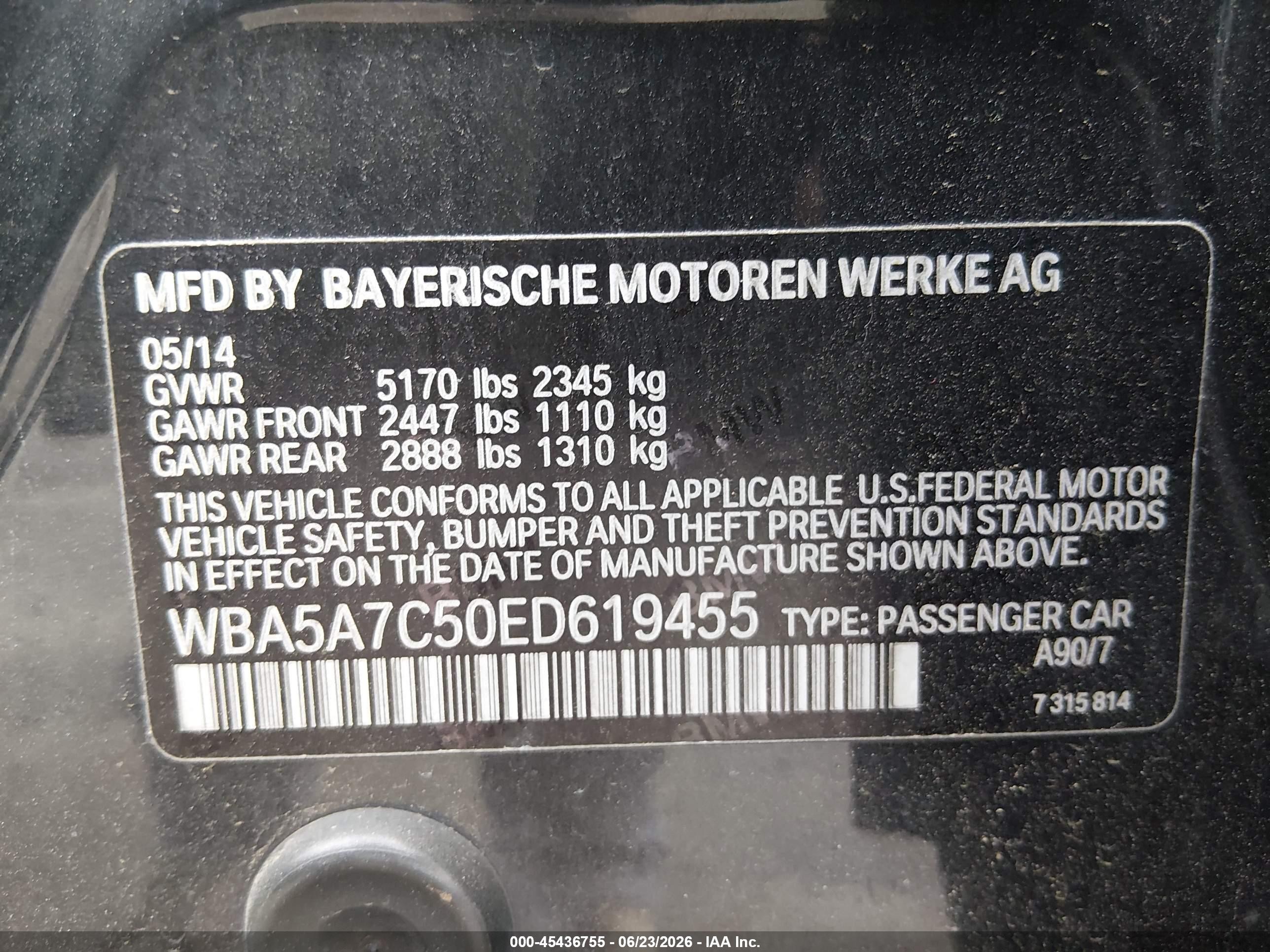 2014 Bmw 528i Xdrive Gray vin: WBA5A7C50ED619455
