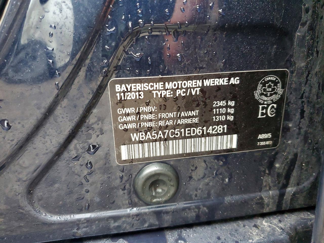 2014 Bmw 528 Xi Blue vin: WBA5A7C51ED614281