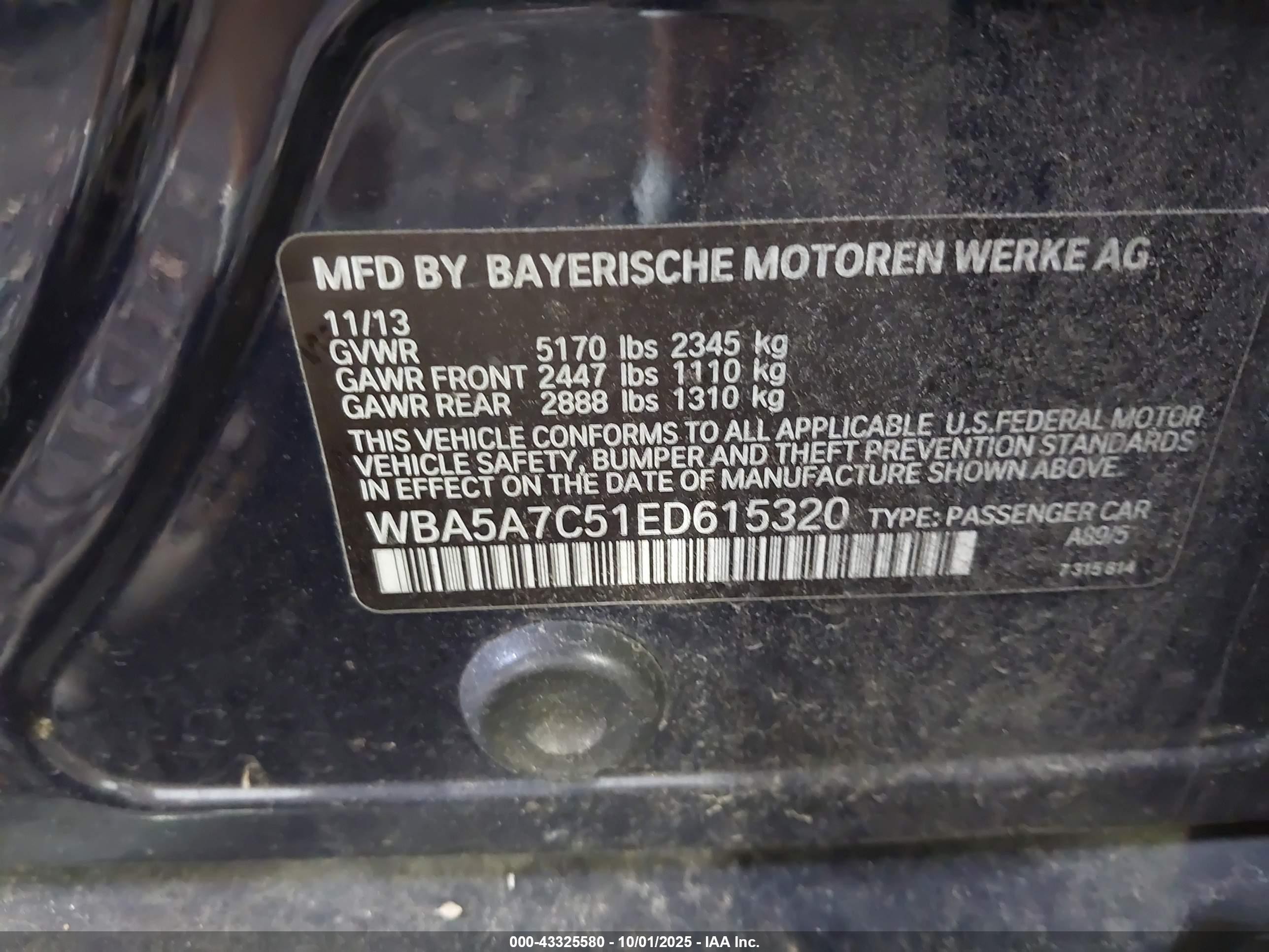 2014 Bmw 528i Xdrive Blue vin: WBA5A7C51ED615320