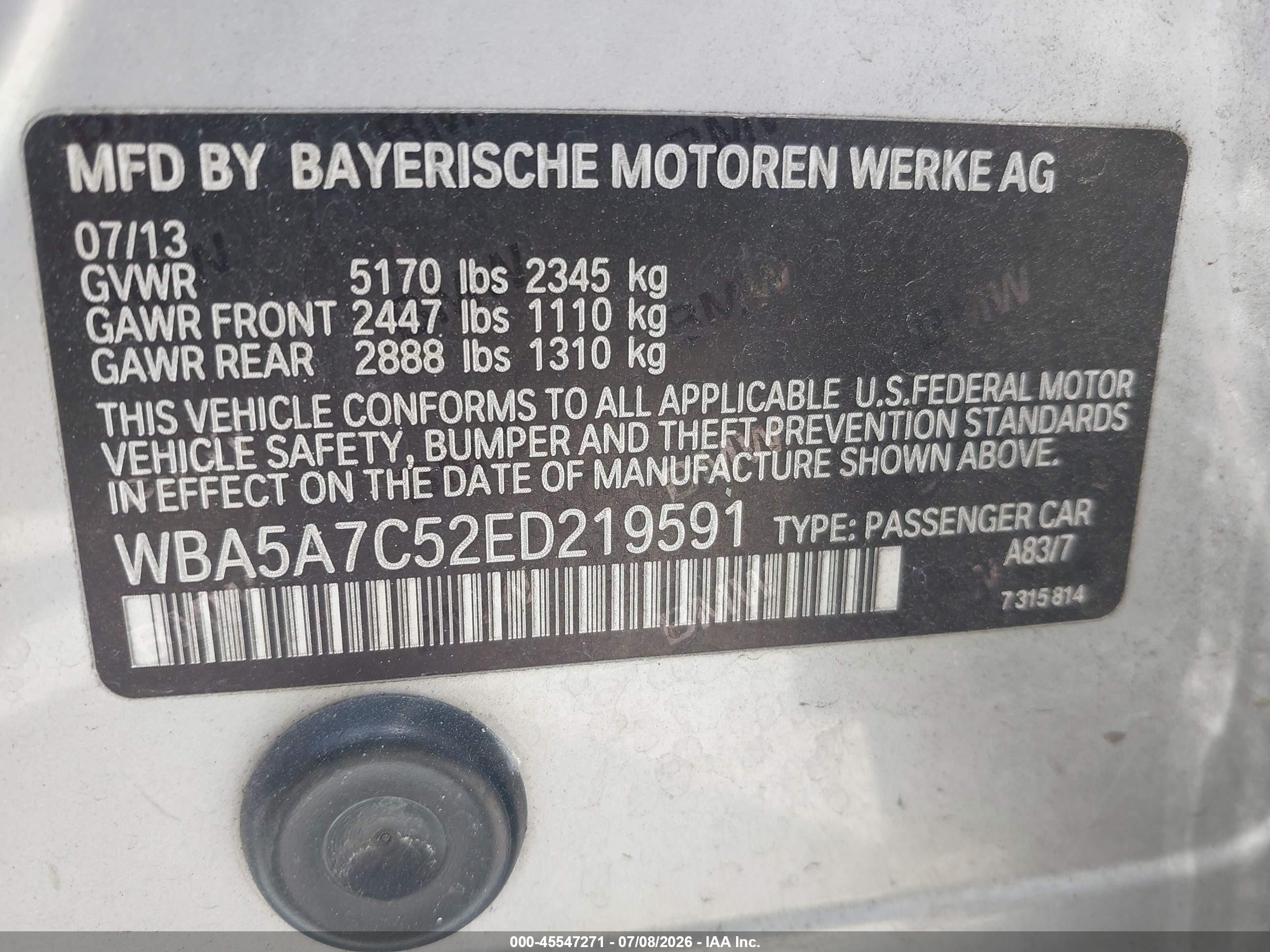 2014 Bmw 528i Xdrive Серебряный vin: WBA5A7C52ED219591
