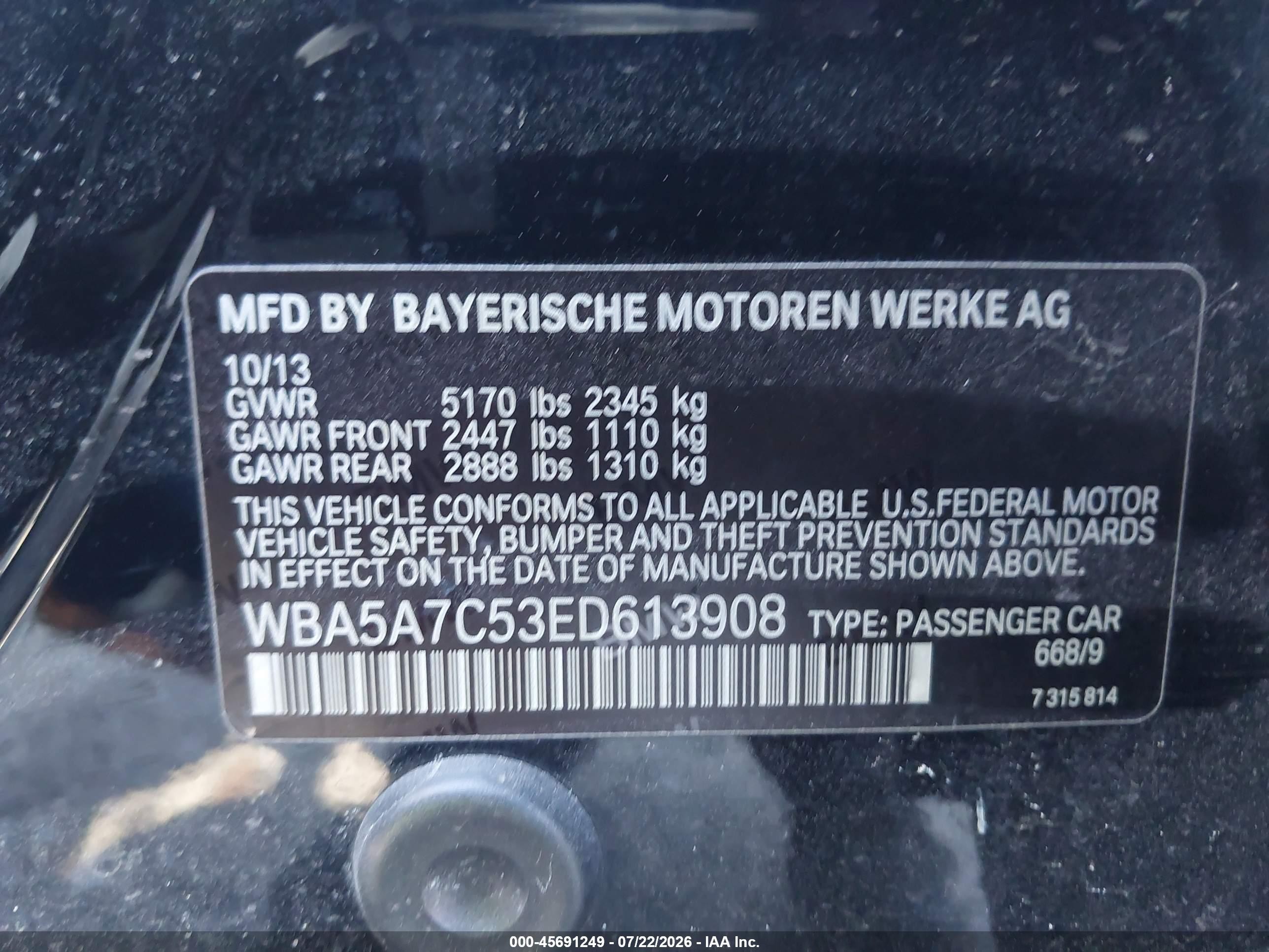 2014 Bmw 528i Xdrive Black vin: WBA5A7C53ED613908