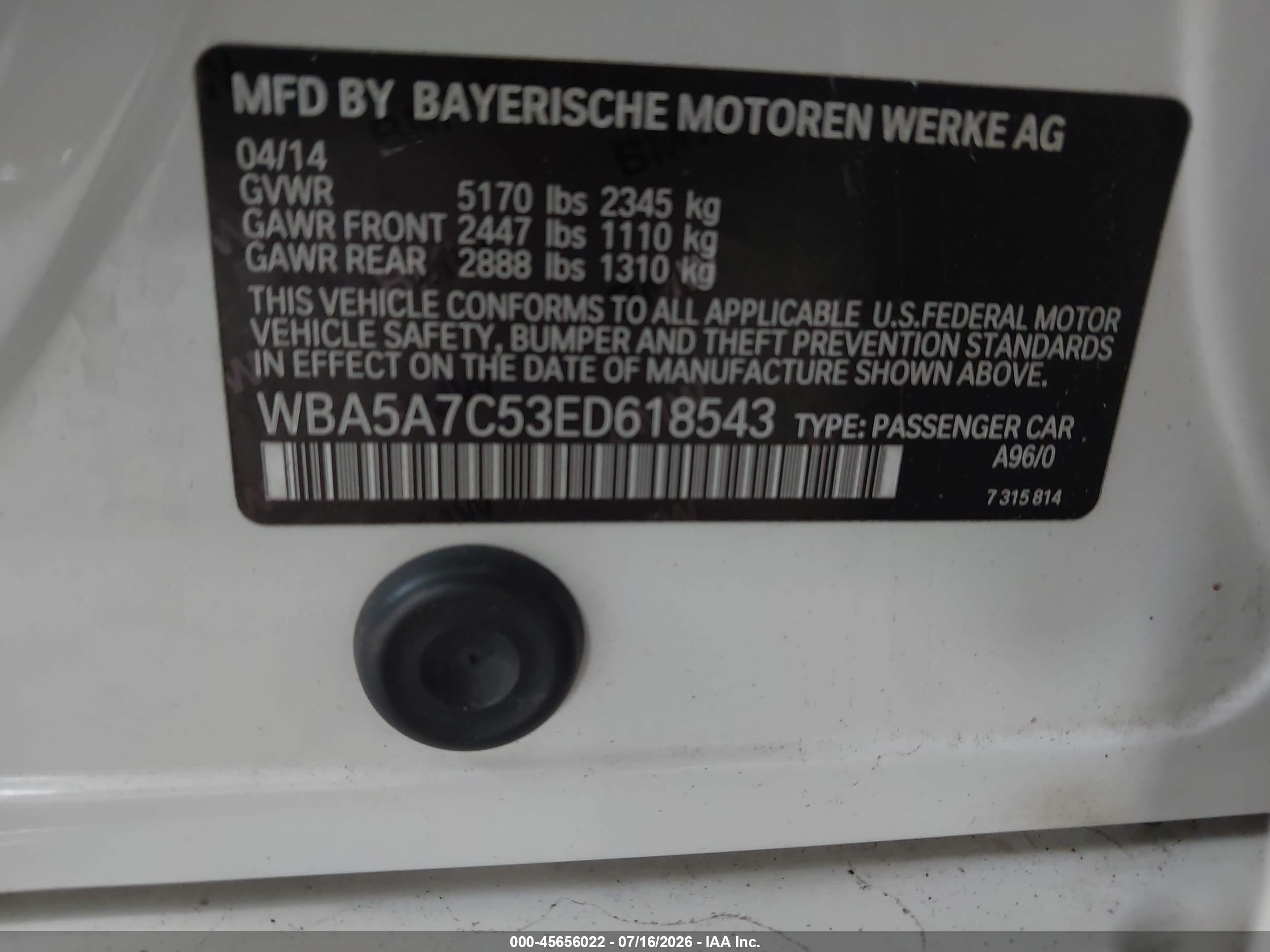 2014 Bmw 528i Xdrive Белый vin: WBA5A7C53ED618543