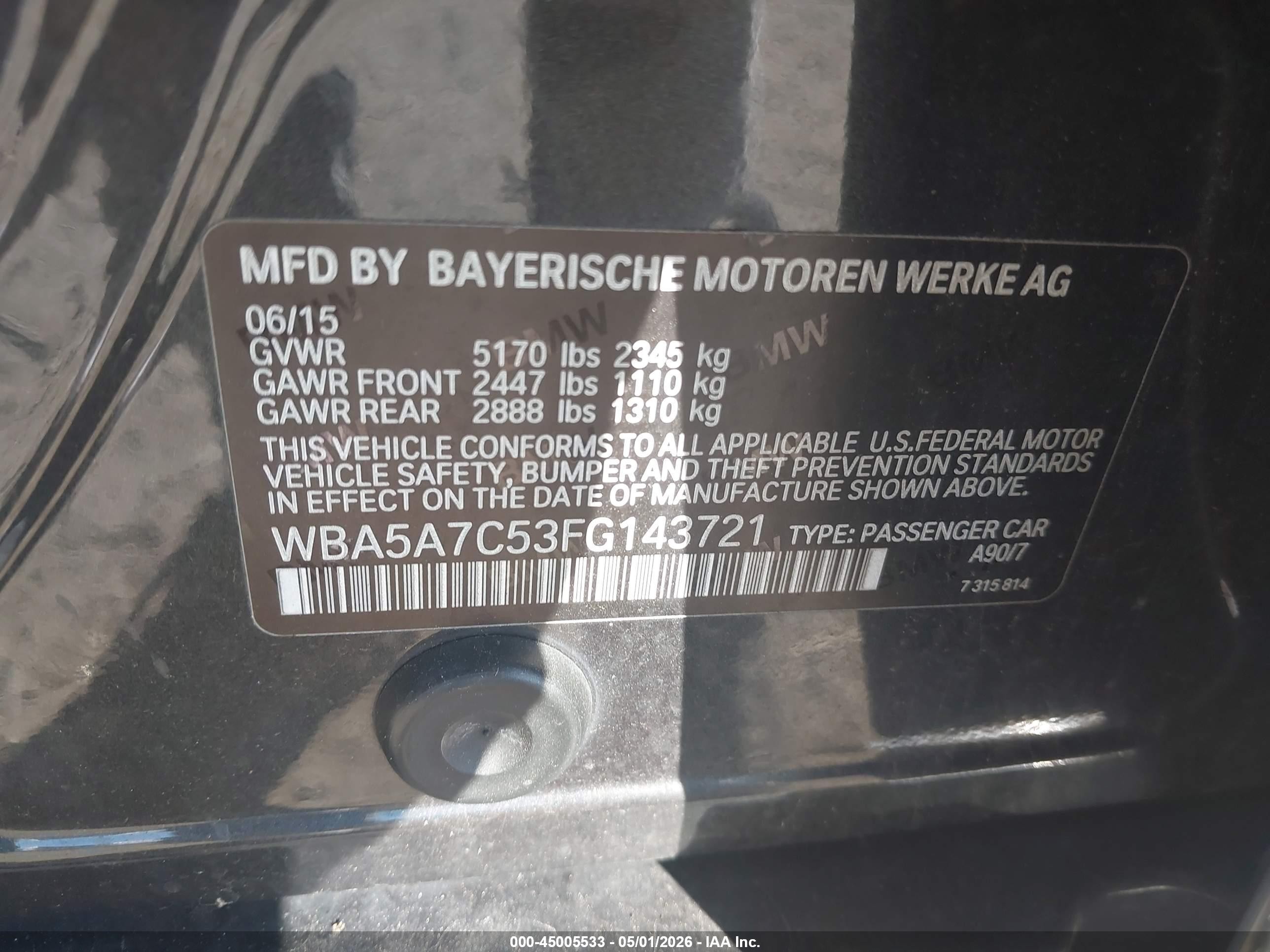2015 Bmw 528i Xdrive Dark Blue vin: WBA5A7C53FG143721