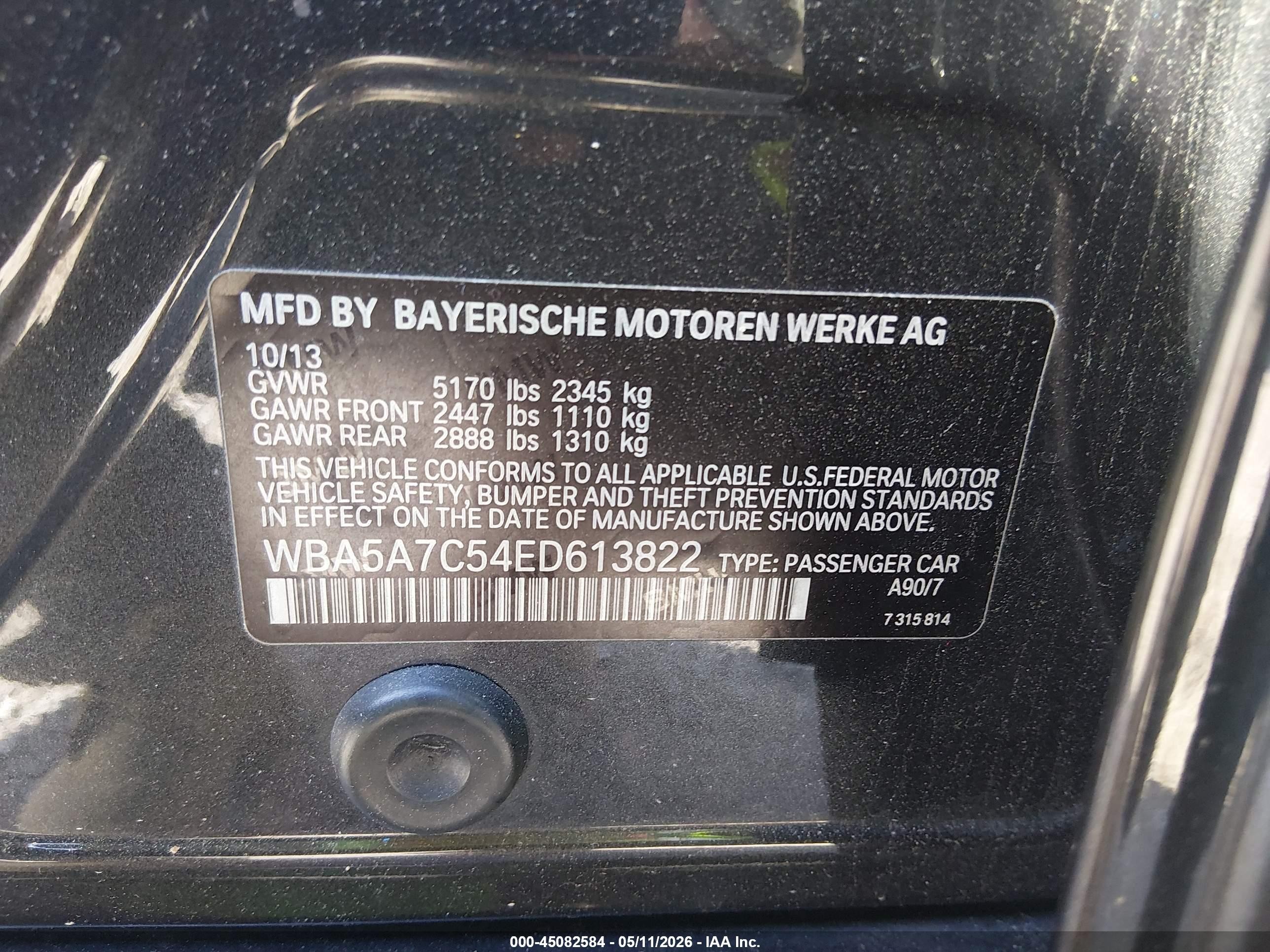 2014 Bmw 528i Xdrive Black vin: WBA5A7C54ED613822