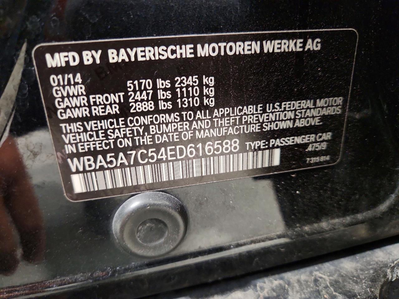 2014 Bmw 528 Xi Black vin: WBA5A7C54ED616588