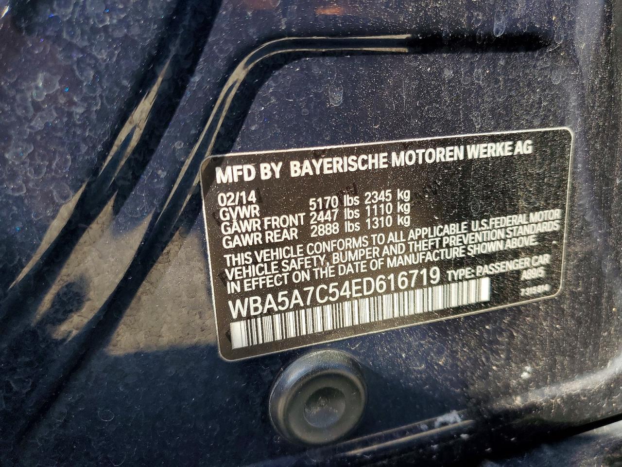 2014 Bmw 528 Xi Синий vin: WBA5A7C54ED616719