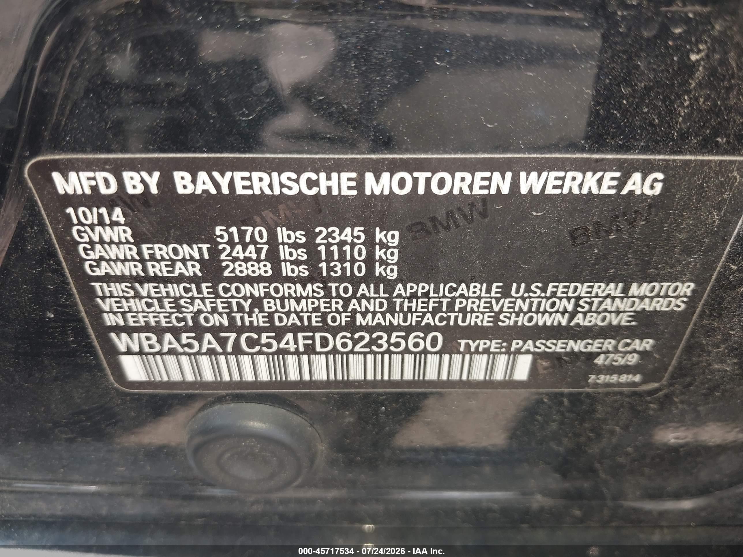 2015 Bmw 528i Xdrive Black vin: WBA5A7C54FD623560