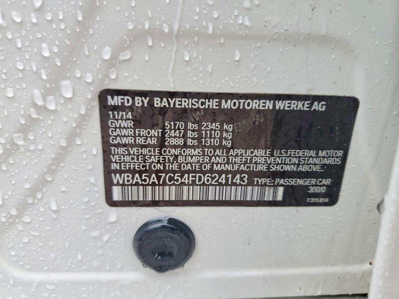 2015 Bmw 528 Xi White vin: WBA5A7C54FD624143
