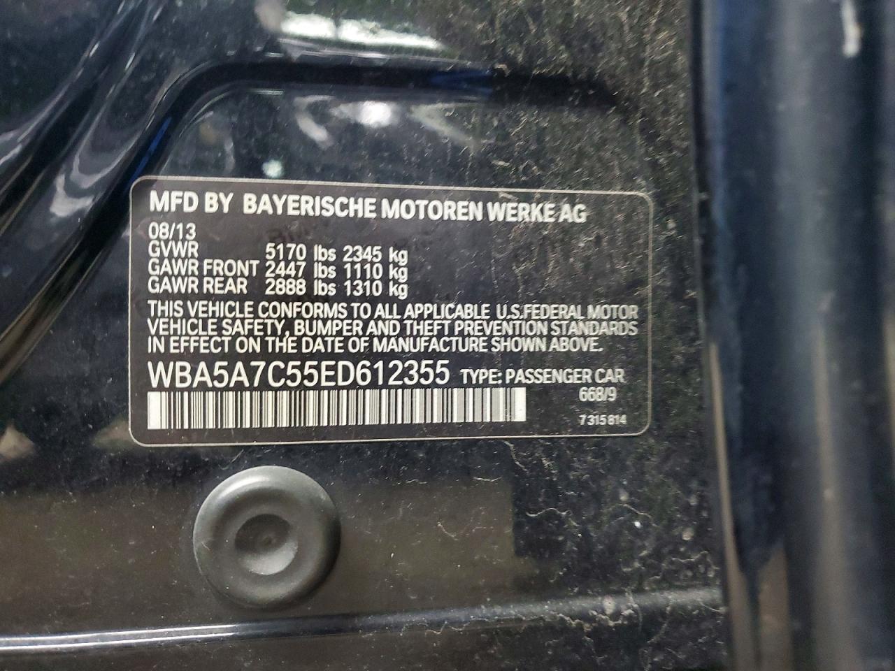 2014 Bmw 528 Xi Black vin: WBA5A7C55ED612355