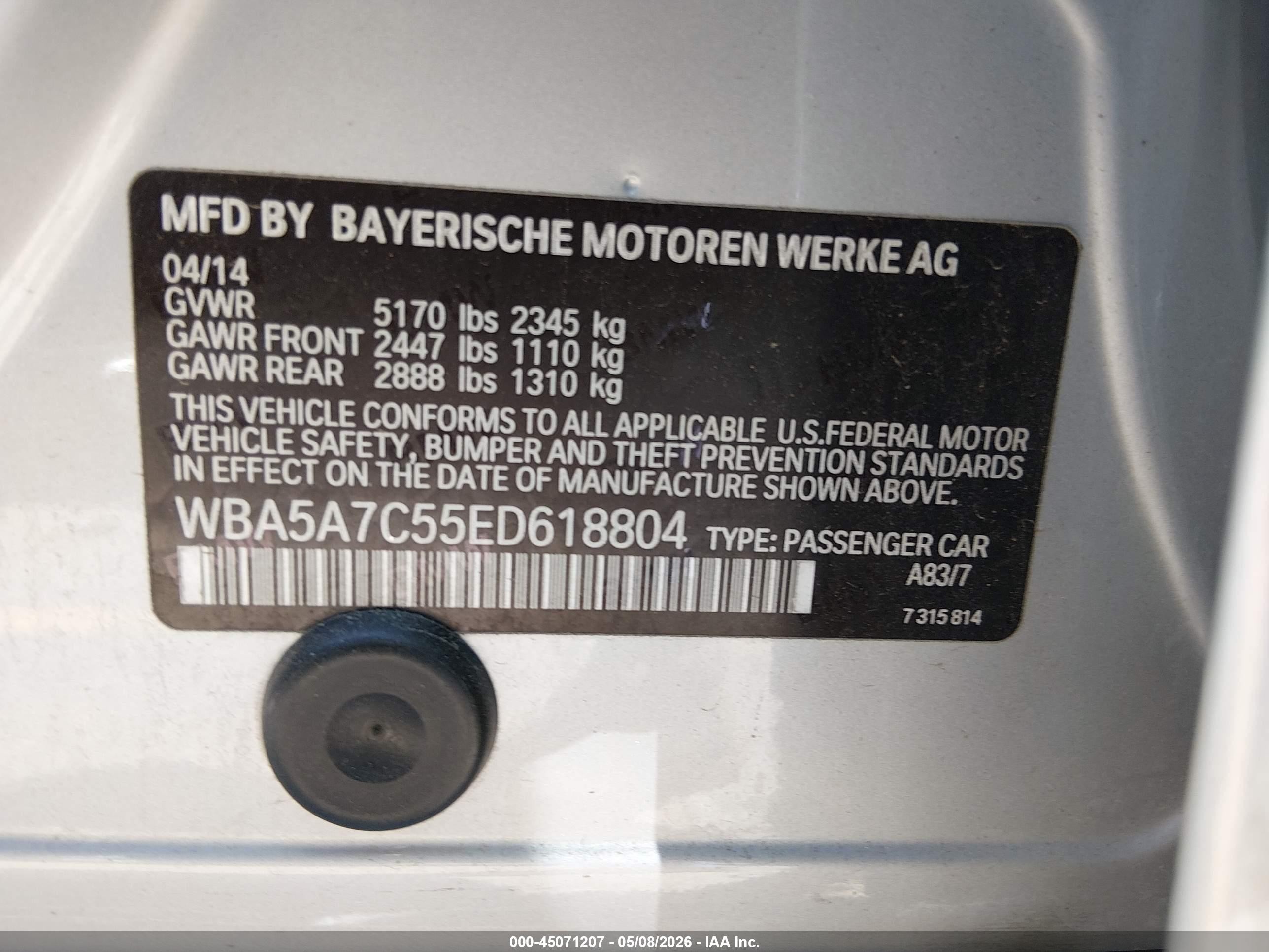 2014 Bmw 528i Xdrive Silver vin: WBA5A7C55ED618804