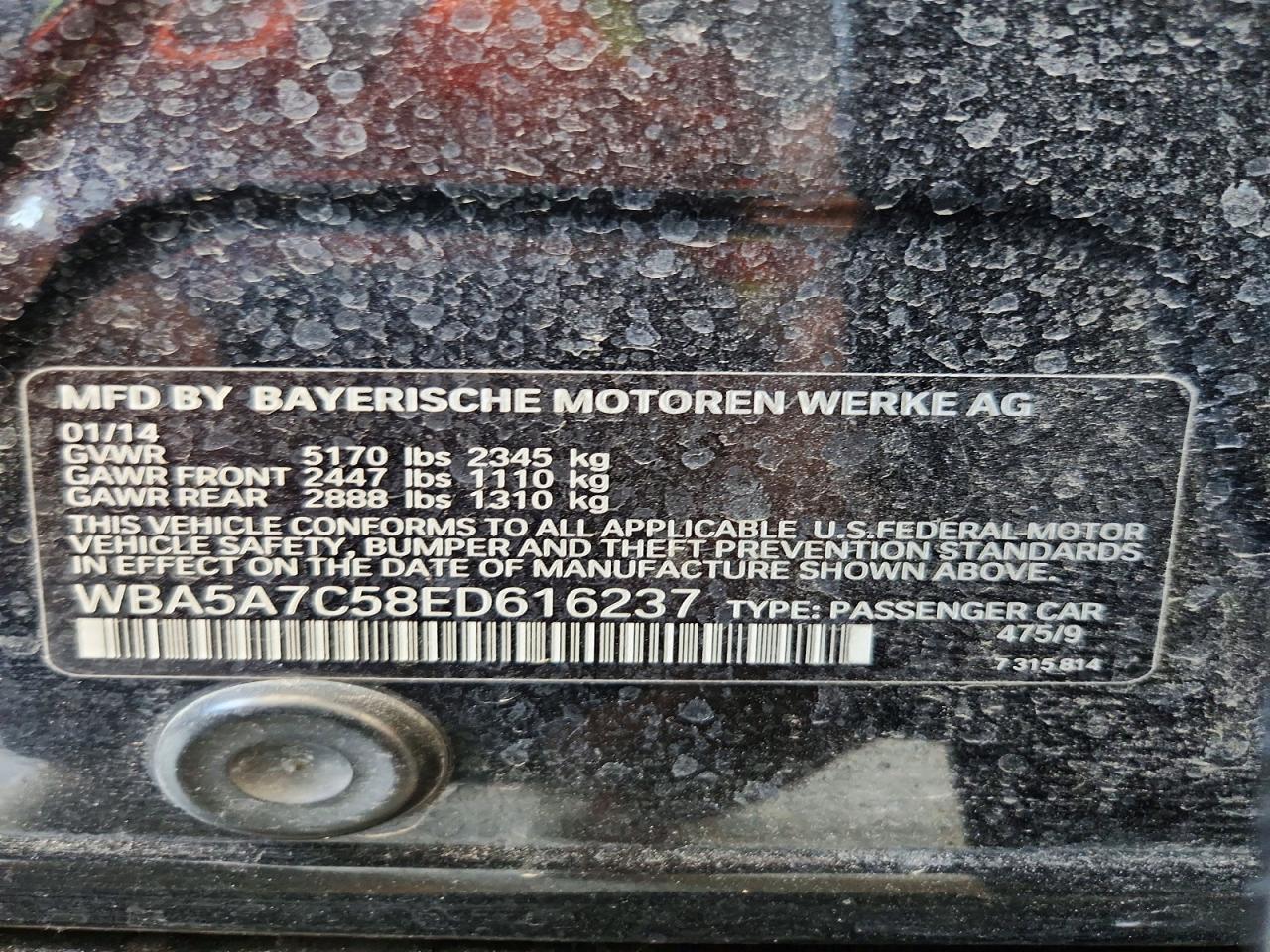 2014 Bmw 528 Xi Black vin: WBA5A7C58ED616237