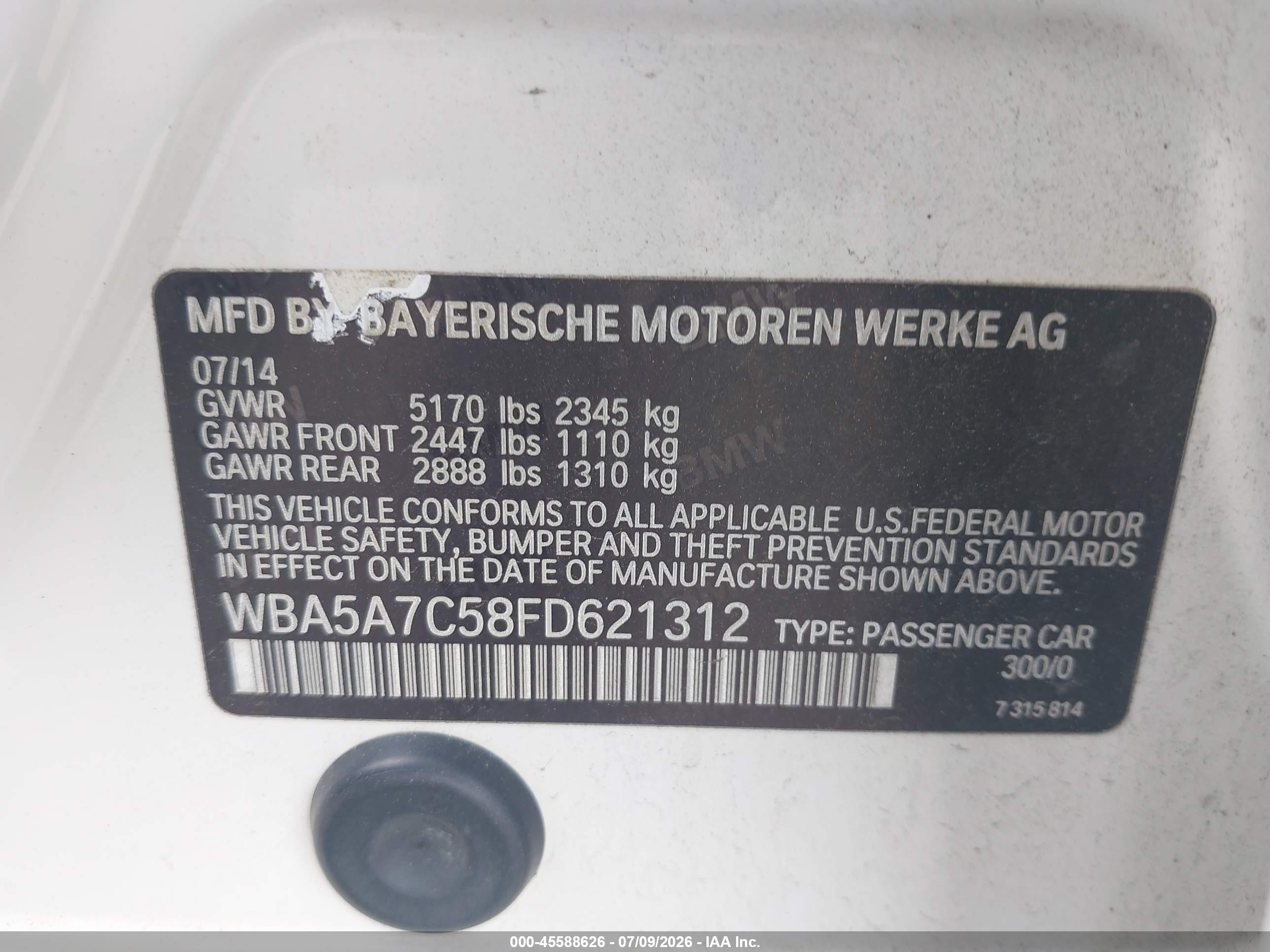 2015 Bmw 528i Xdrive White vin: WBA5A7C58FD621312