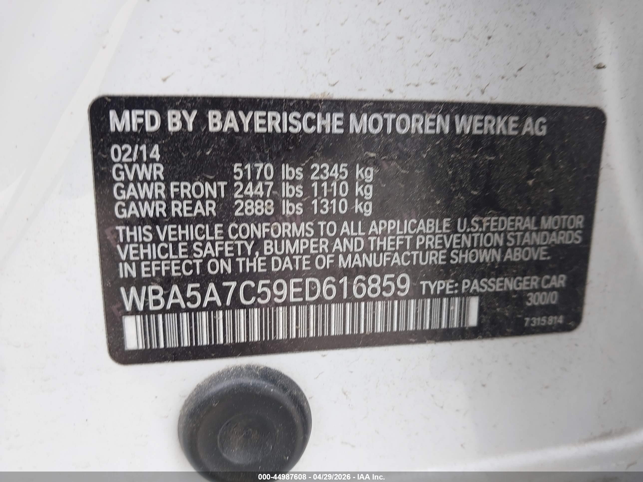 2014 Bmw 528i Xdrive White vin: WBA5A7C59ED616859