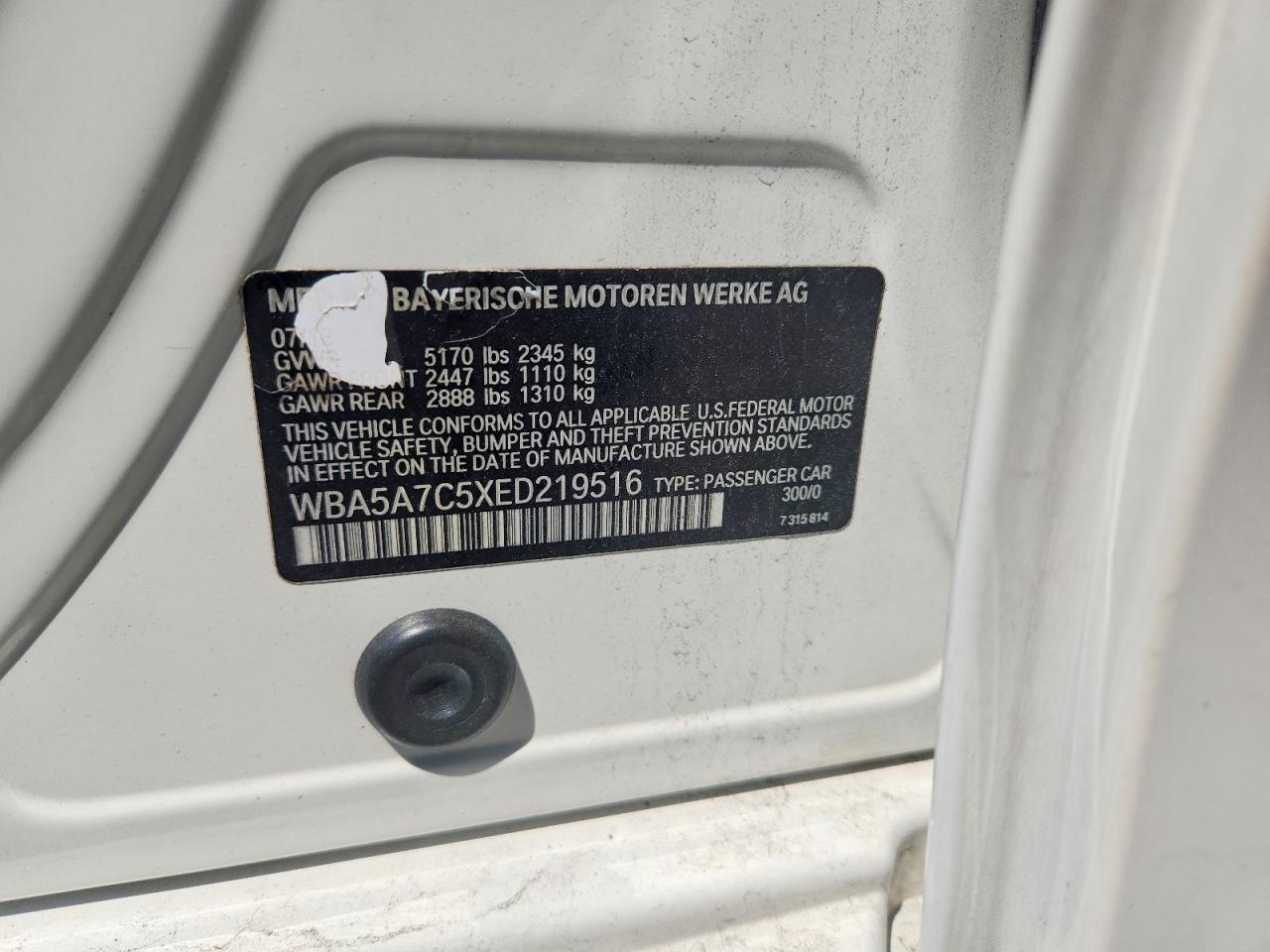 2014 Bmw 528 Xi White vin: WBA5A7C5XED219516