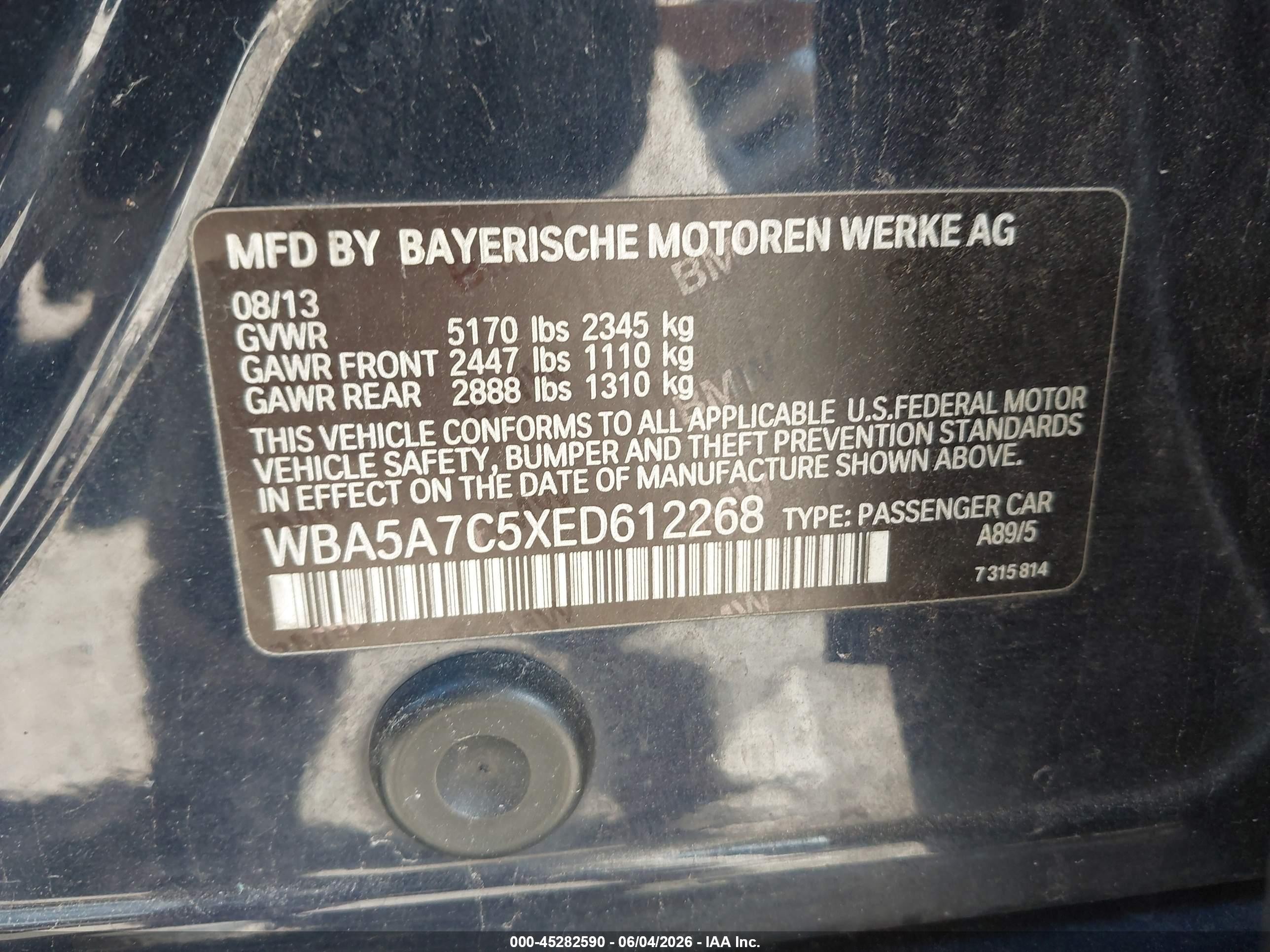 2014 Bmw 528i Xdrive Navy vin: WBA5A7C5XED612268