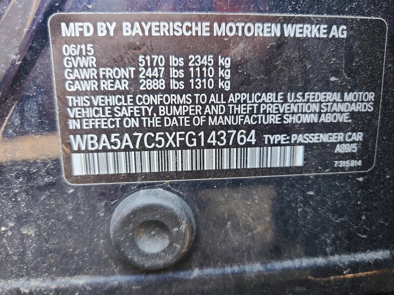 2015 Bmw 528 Xi Blue vin: WBA5A7C5XFG143764