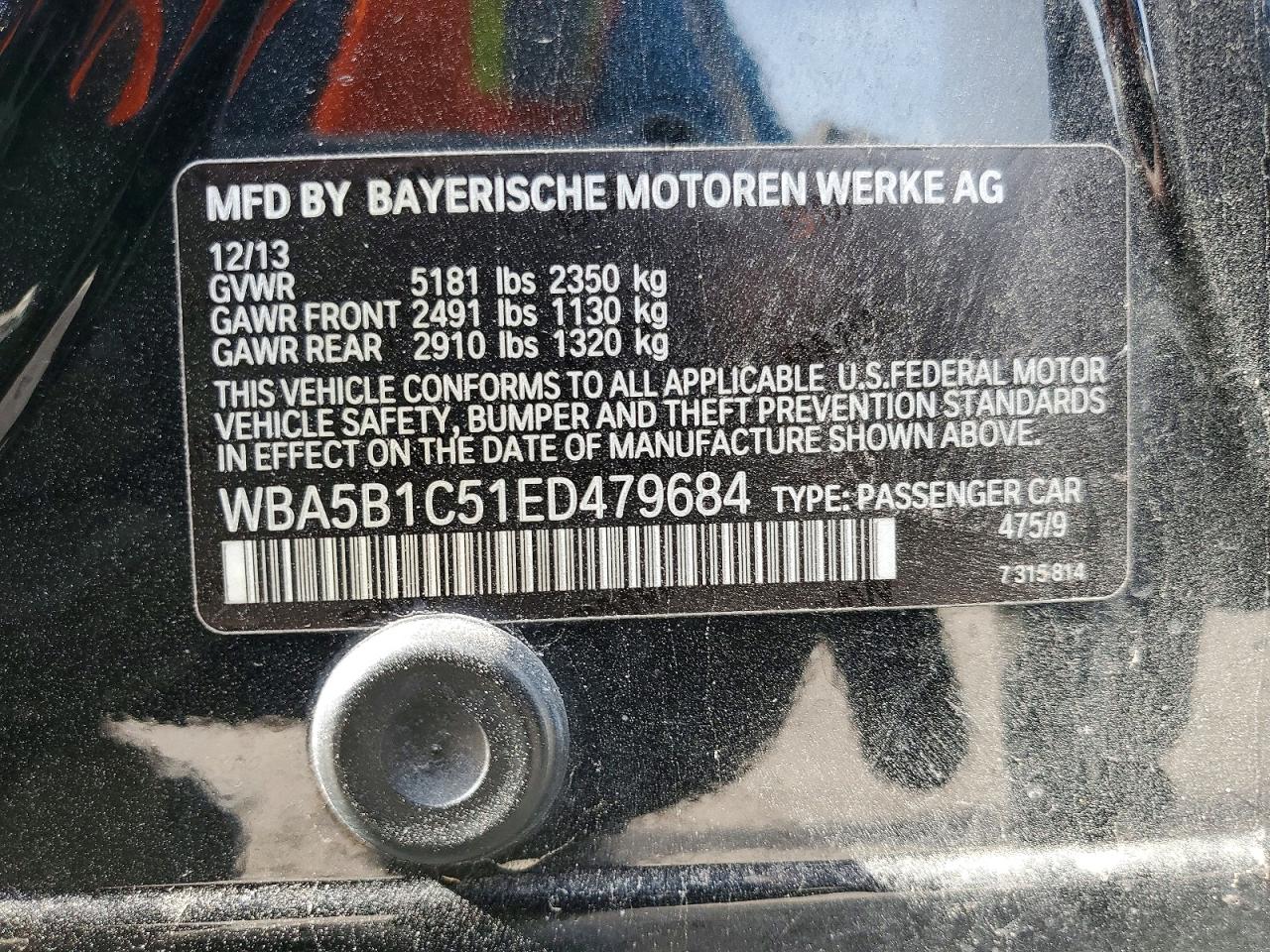 2014 Bmw 535 I Black vin: WBA5B1C51ED479684