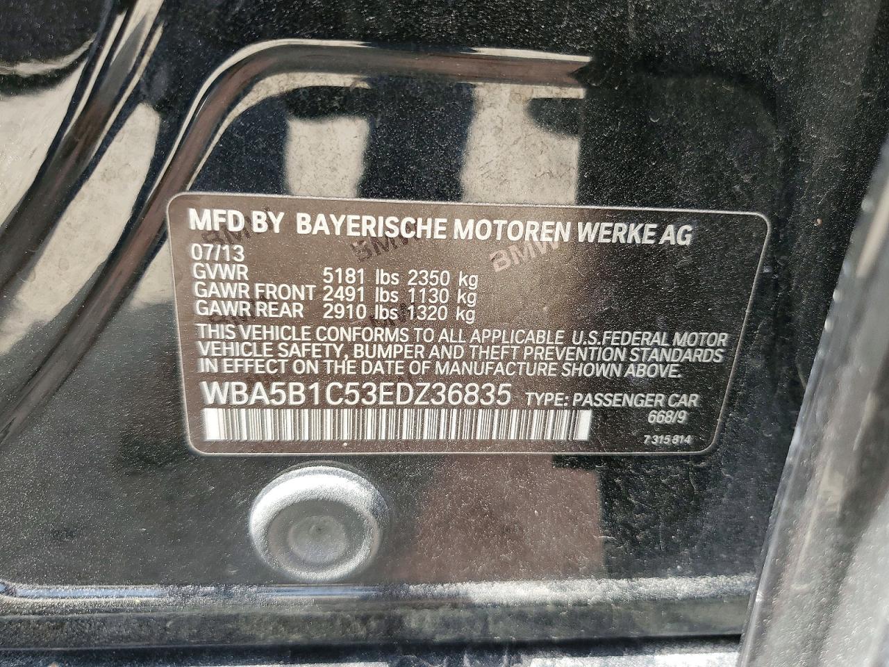 2014 Bmw 535 I Black vin: WBA5B1C53EDZ36835