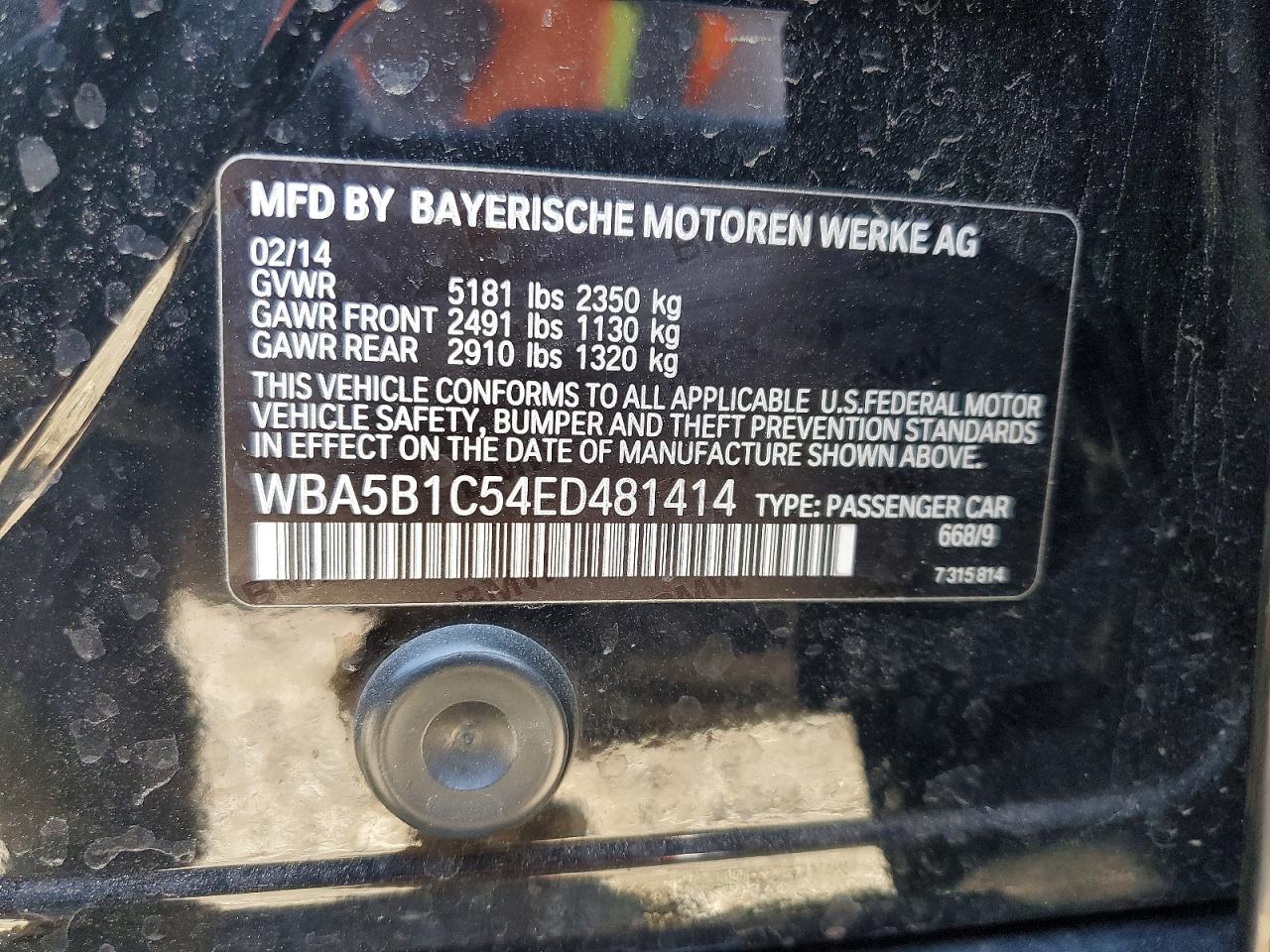 2014 Bmw 535 I Black vin: WBA5B1C54ED481414