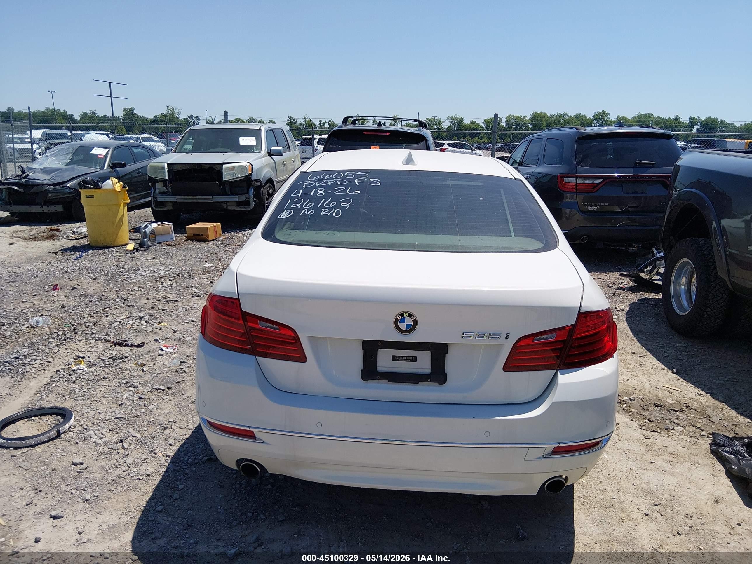 2015 Bmw 535i   White vin: WBA5B1C54FG126162