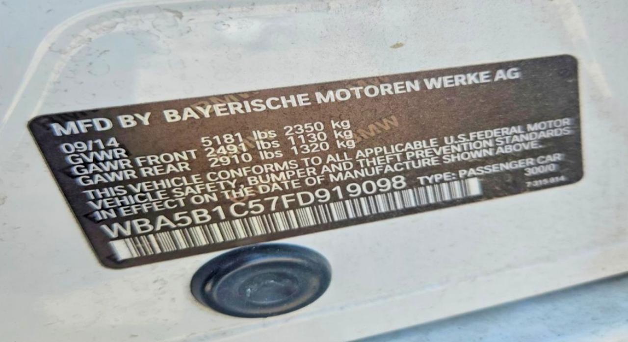2015 Bmw 535 I White vin: WBA5B1C57FD919098