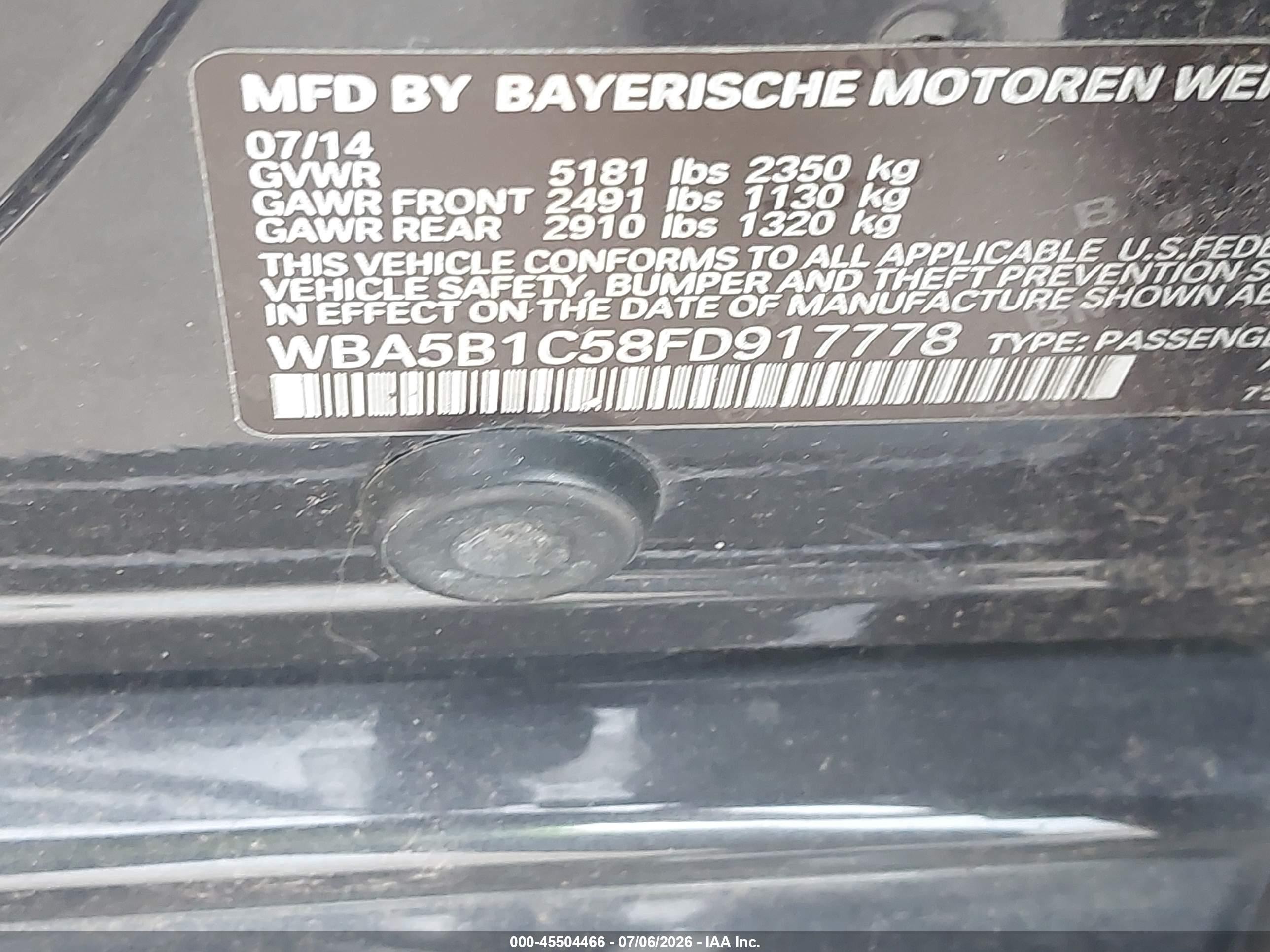 2015 Bmw 535i   Gray vin: WBA5B1C58FD917778