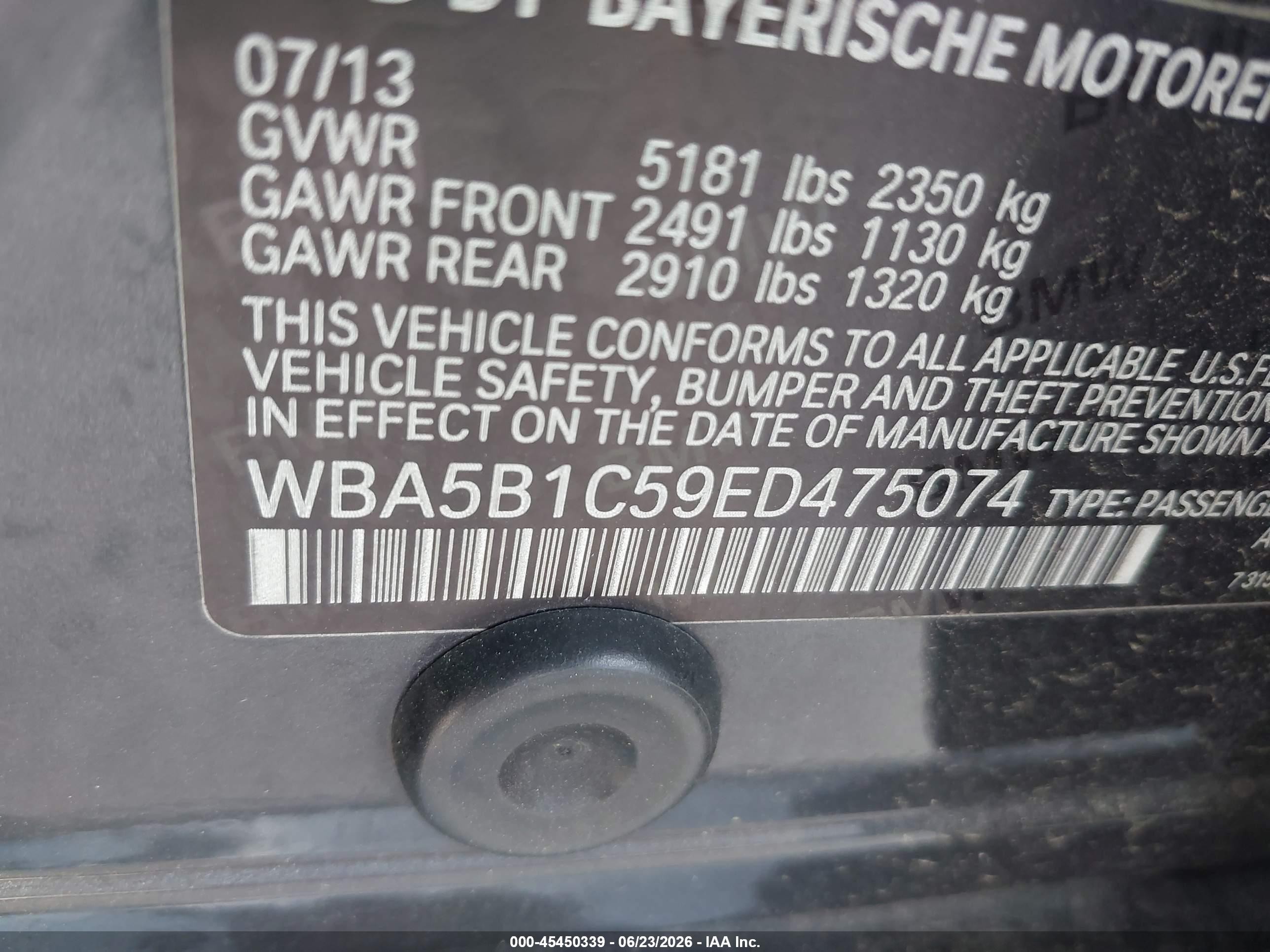 2014 Bmw 535i   Black vin: WBA5B1C59ED475074