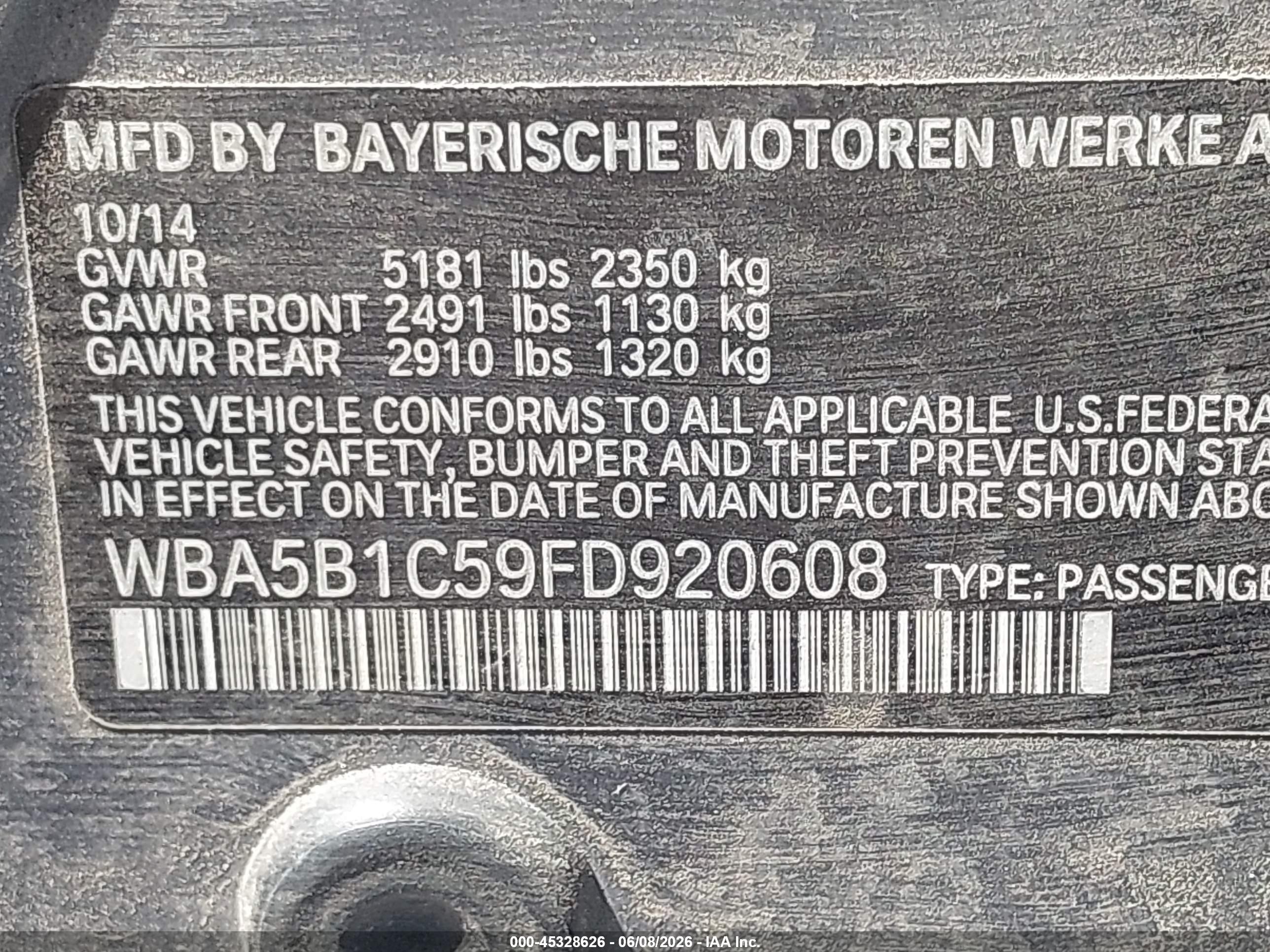 2015 Bmw 535i Silver vin: WBA5B1C59FD920608